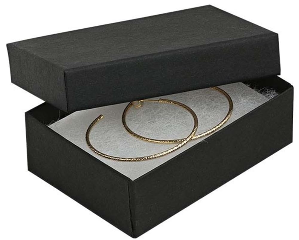 RJ Displays 25 Pack Cotton Filled Matte Black Color Cardboard Paper Jewelry Gift and Retail Boxes 3.5 X 3.5 X 1 Inch Size #33 (5 pcs Each of #11/#21/#32/#33/#82)