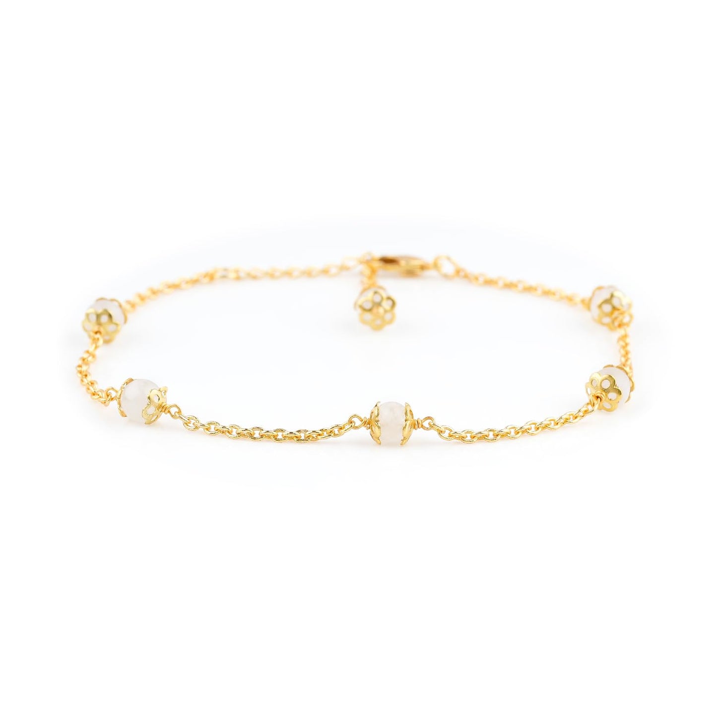 JEWEL OF ROCKS Trendsetting ROSE QUARTZ Anklet, Handmade Craft, Anklet Beads Bracelet, Chakra Healing Anklet, Gemstone Women Jewelry, Hypoallergenic Gold Plated Brass Anklet 9 inch + 1.5 inch (1pcs)