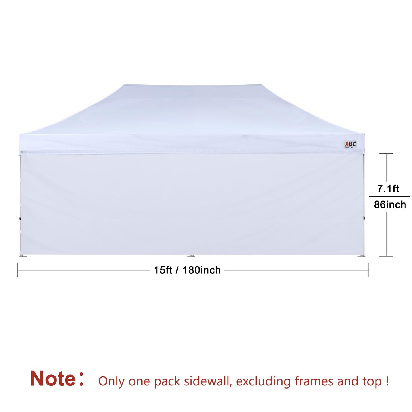 ABCCANOPY Instant Canopy SunWall 10x20 FT, 1 Pack Sidewall Only, No Frame or Top, White