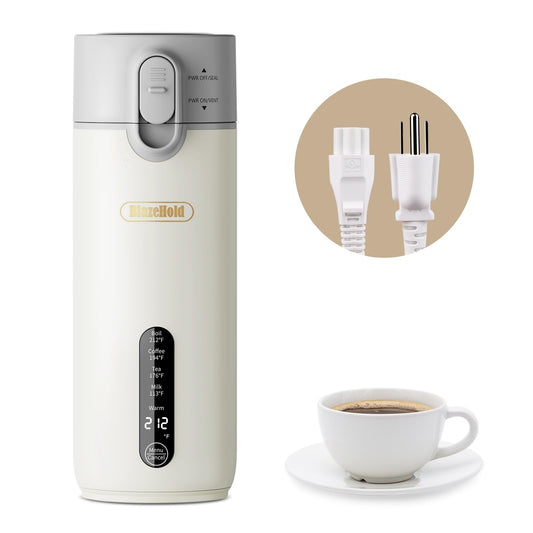 Travel Portable Electric Kettle (Non-Rechargeable), Food-Grade 316 Stainless Steel (300W/400ML) Fast-Boil Small Hot Water Boiler with 4 Temp Settings, Keep Warm, Auto Shut-Off & Boil-Dry Protection