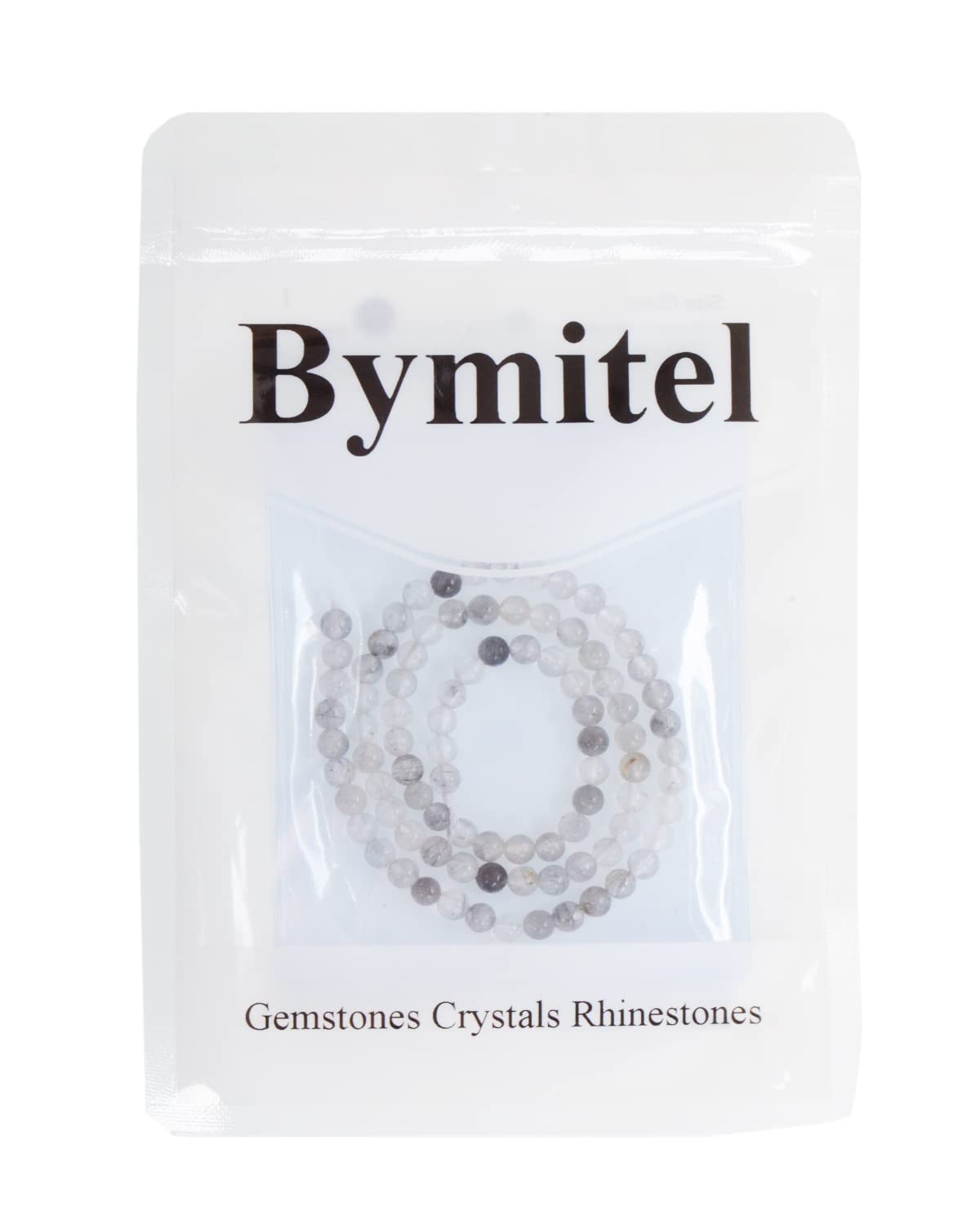 Bymitel 90 pcs Natural Genuine Real Round Loose Stone Beads Gemstone Spacers for Charm DIY Jewelry Making 15.5" per Strand 4mm (Cloudy Quartz Crystals, 4mm)