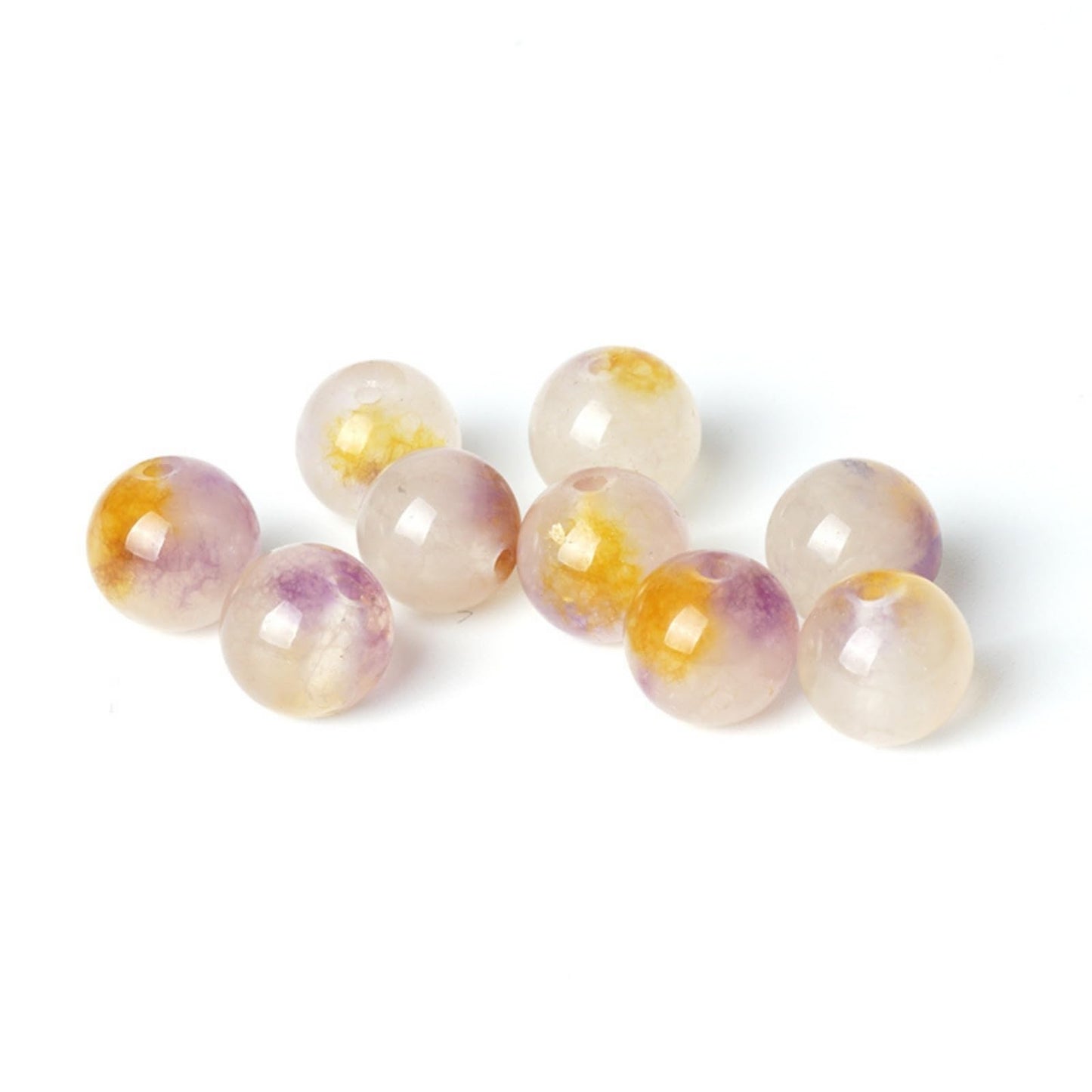 100Pcs Natural Stone 8mm Puple Yellow Jasper Round Loose Gemstone Energy Healing Beads Hole Size 1mm DIY Smooth Beads for Bracelet Necklace Earrings Jewelry Making