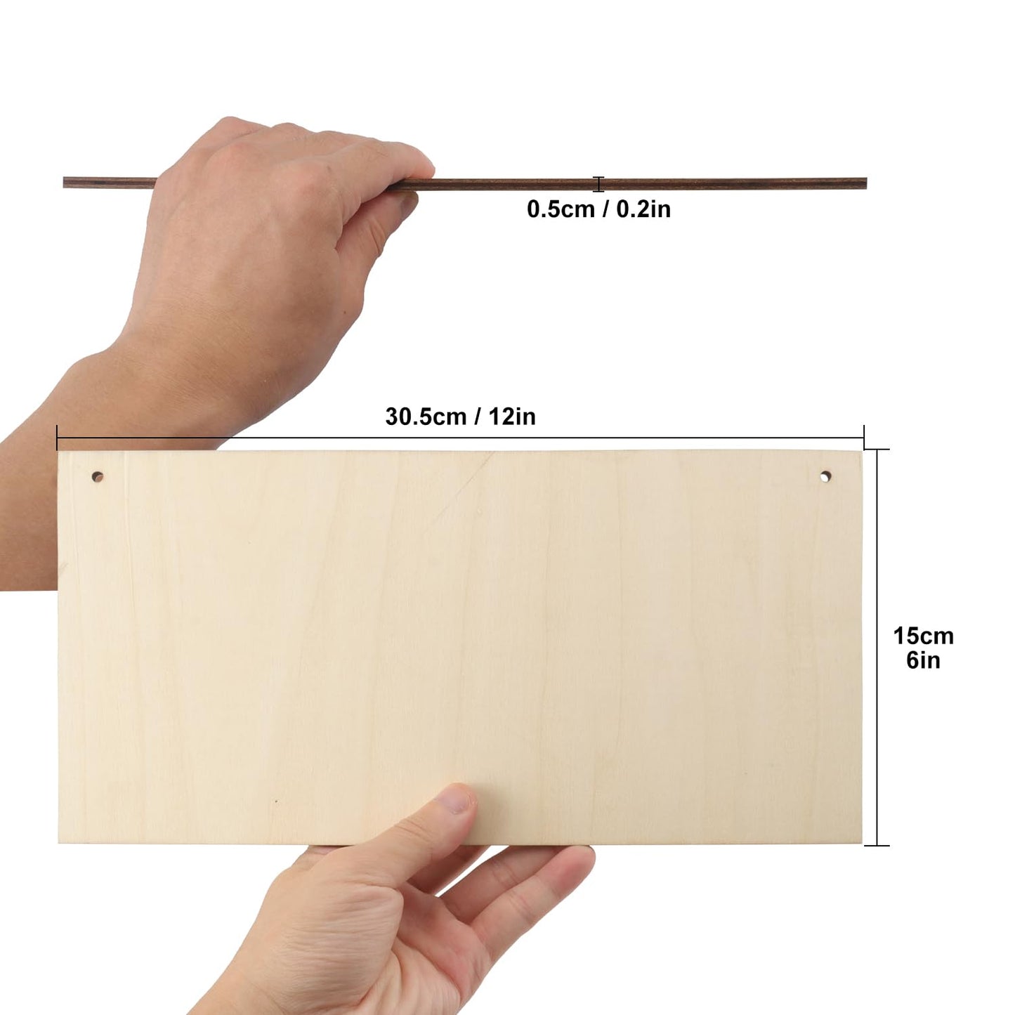 Yiksonyo 10 PCS 6 x 12 Inch Blank Wooden Signs, 6x12 Unfinished Rectangle Hanging Wooden Plaque, Hanging Wood Sign with Rope for DIY Crafts and Home Decor(Thickness 0.2 Inch)