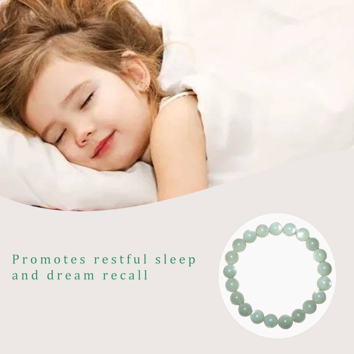 OwizJade 8MM Green Moonstone Bracelet, Unisex Natural Gemstone Round Beads Stretch Bracelet Healing Crystal Beads, A for Women Men