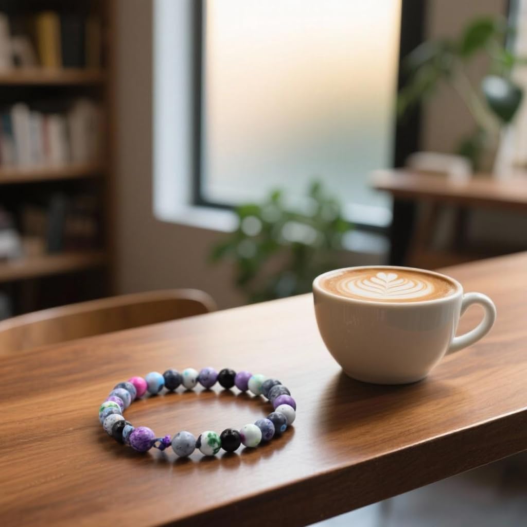 PZTIIY Natural Energy Healing Stone Charm Bracelet 6mm Natural Energy Healing Lava Rock Bracelet - Unisex (Small)