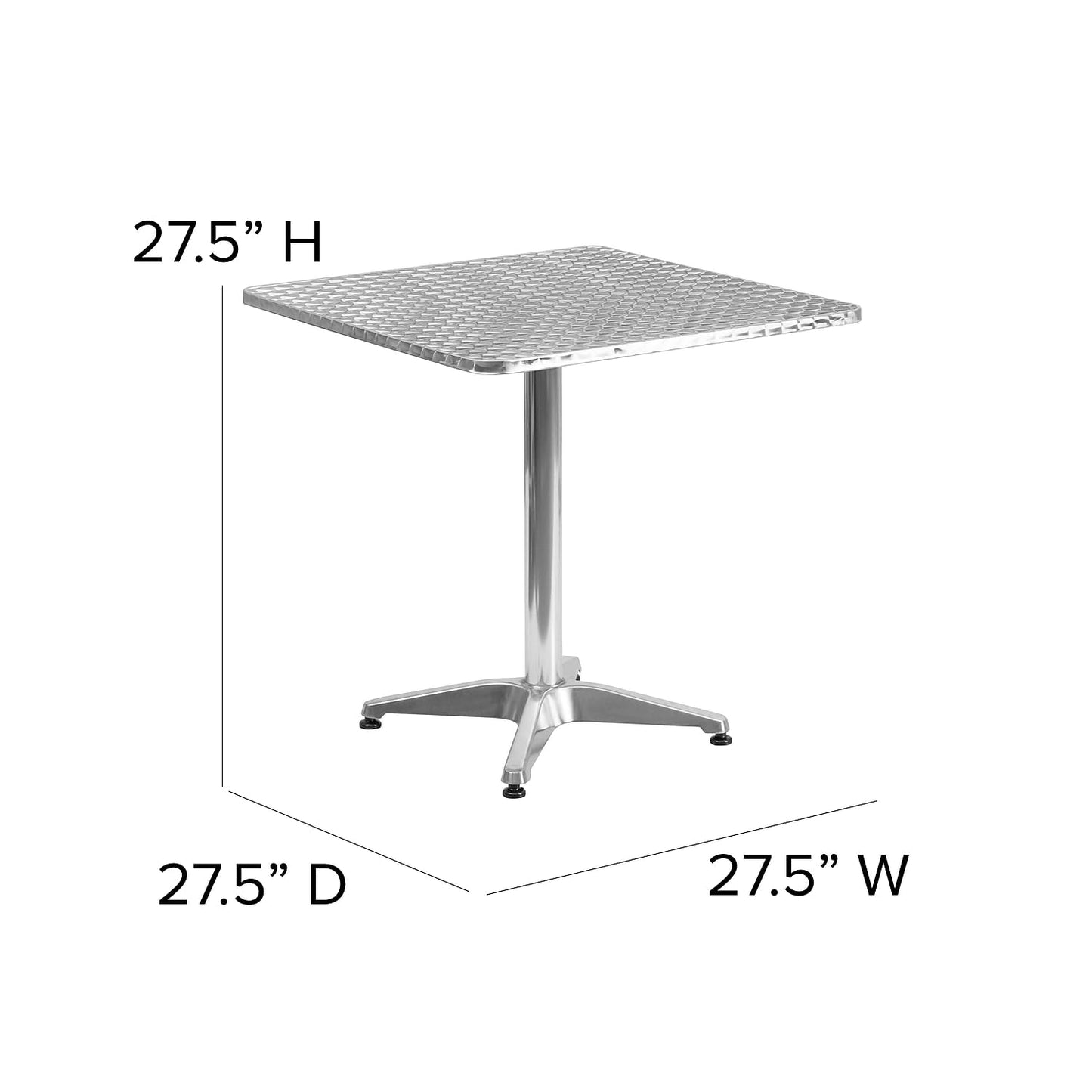 Flash Furniture Mellie Commercial Grade 27.5" Square Aluminum Indoor-Outdoor Table with Base