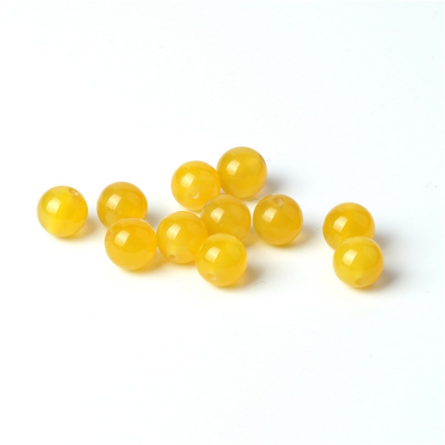 100Pcs Natural Stone 8mm Yellow Agate Round Loose Gemstone Energy Healing Beads Hole Size 1mm DIY Smooth Beads for Bracelet Necklace Earrings Jewelry Making