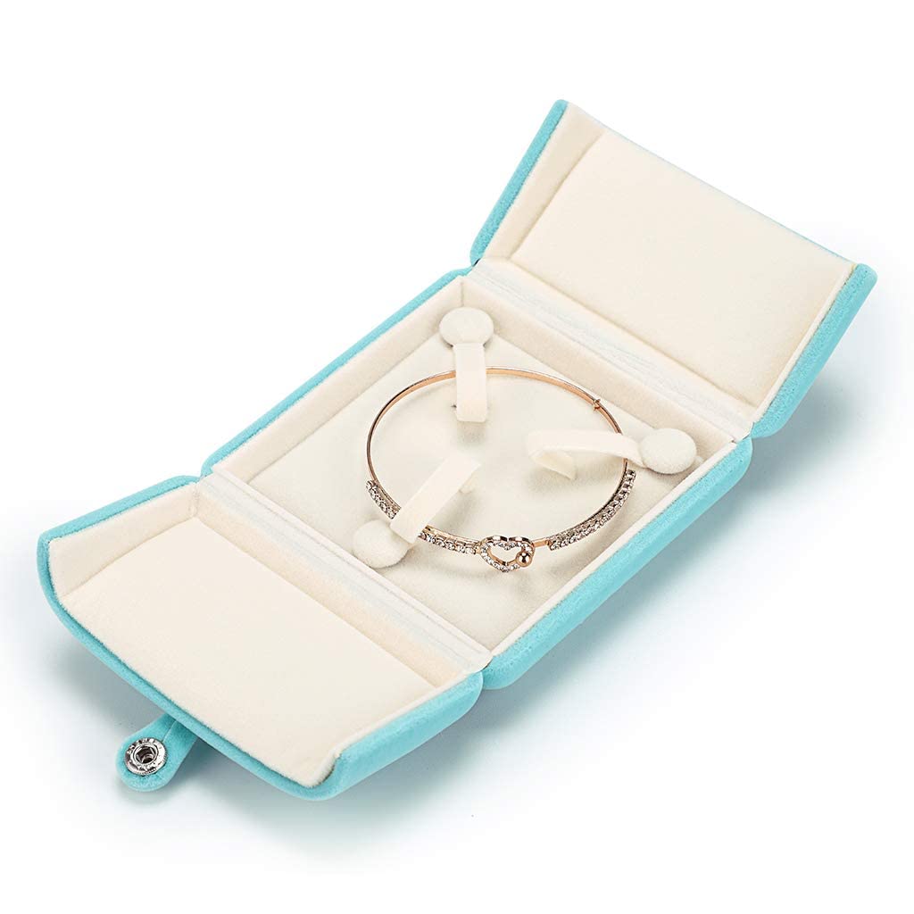MDLUU Velvet Bracelet Gift Box, Bangle Holder Case, Jewelry Storage Displays for Birthday, Wedding, Valentine's Day, Anniversary (Cyan Blue)