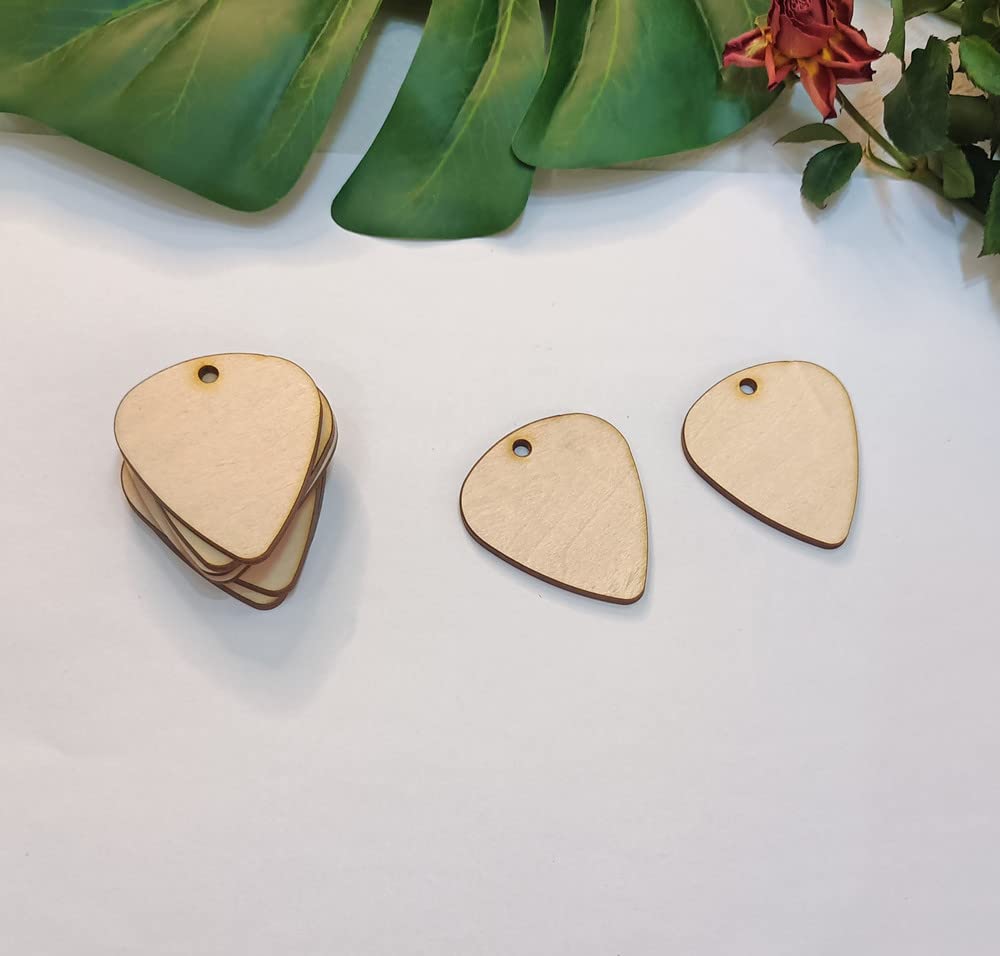 30pcs of Guitar Pick Shape Natural Wood Earrings Blanks,DIY Unfinished Laser Cut Natural Wood Earrings,Blank Wood Jewelry Accessories (1.5'')