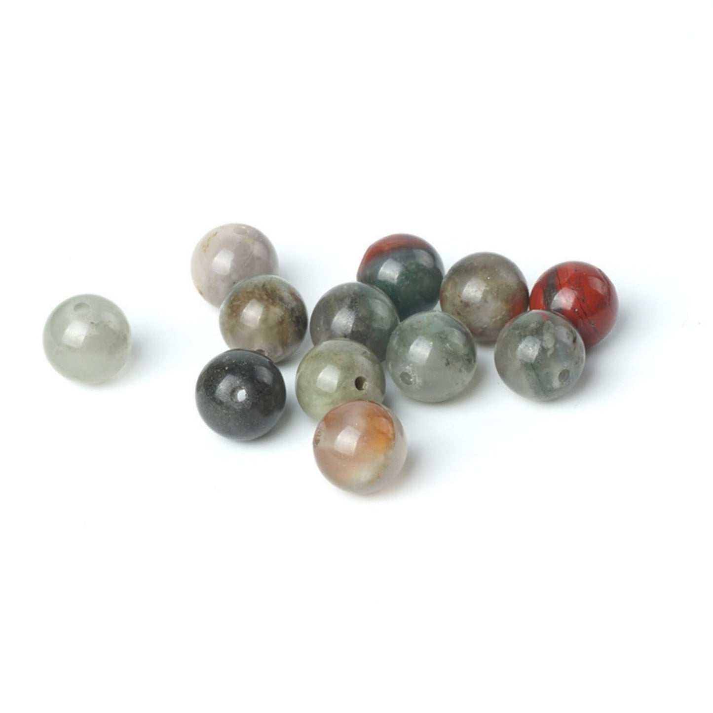 100Pcs Natural Stone 8mm African Blood Stone Round Loose Gemstone Energy Healing Beads Hole Size 1mm DIY Smooth Beads for Bracelet Necklace Earrings Jewelry Making