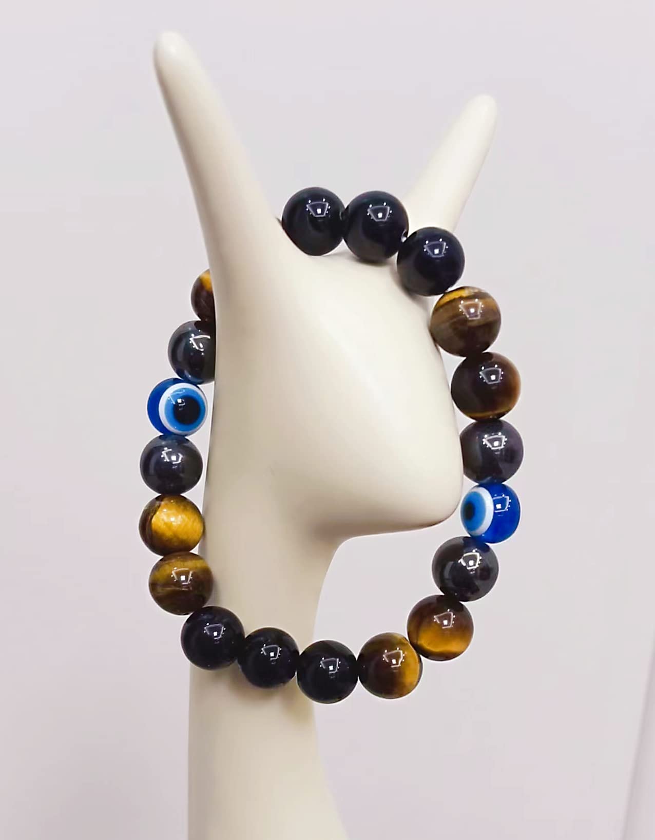 WEFRIN Evil Eye with Hematite Black Obsidian Tiger Eye Stone Triple Protection Bracelets for Men Women, Crystal Stone Bracelet Bring Luck Prosperity and Happiness Jewelry