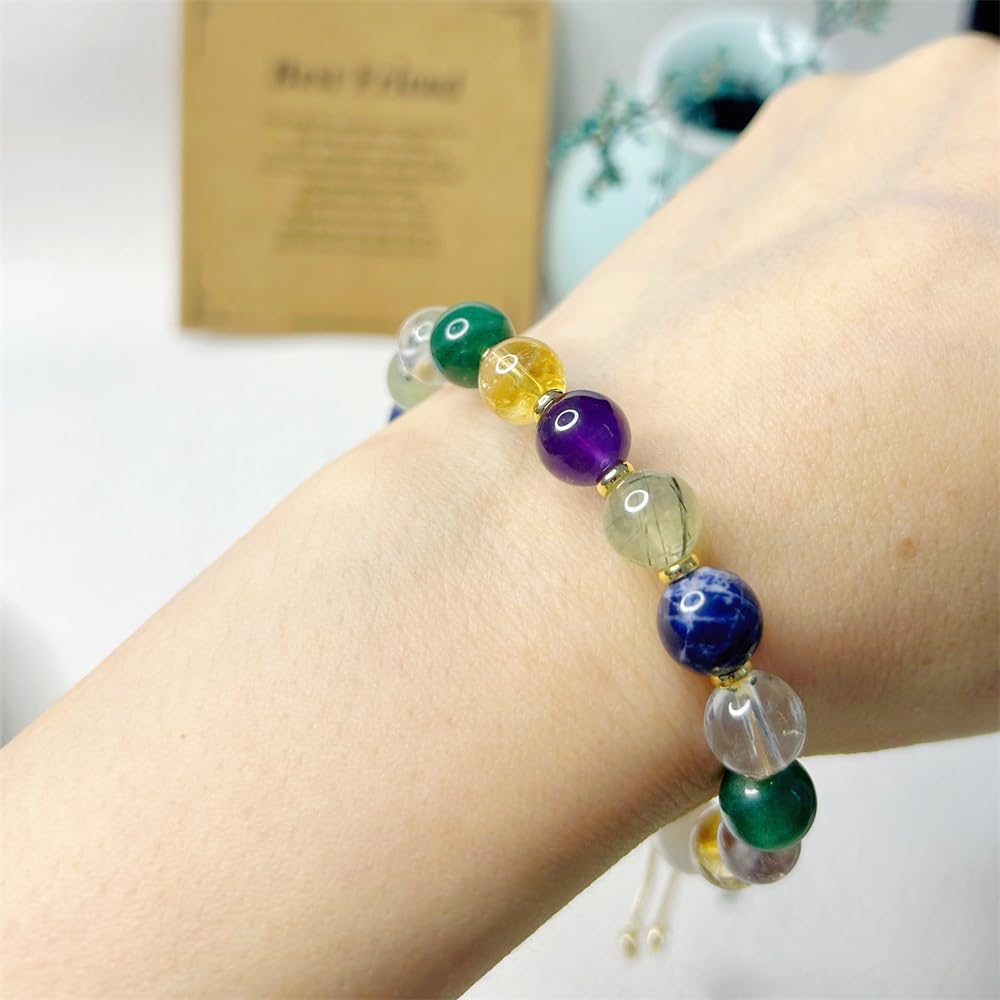 Zyh The ocean Natural Chakra Stones Bracelets Adjustable 8mm Gemstone 14K Gold Plated Bracelet Crystal Jewelry