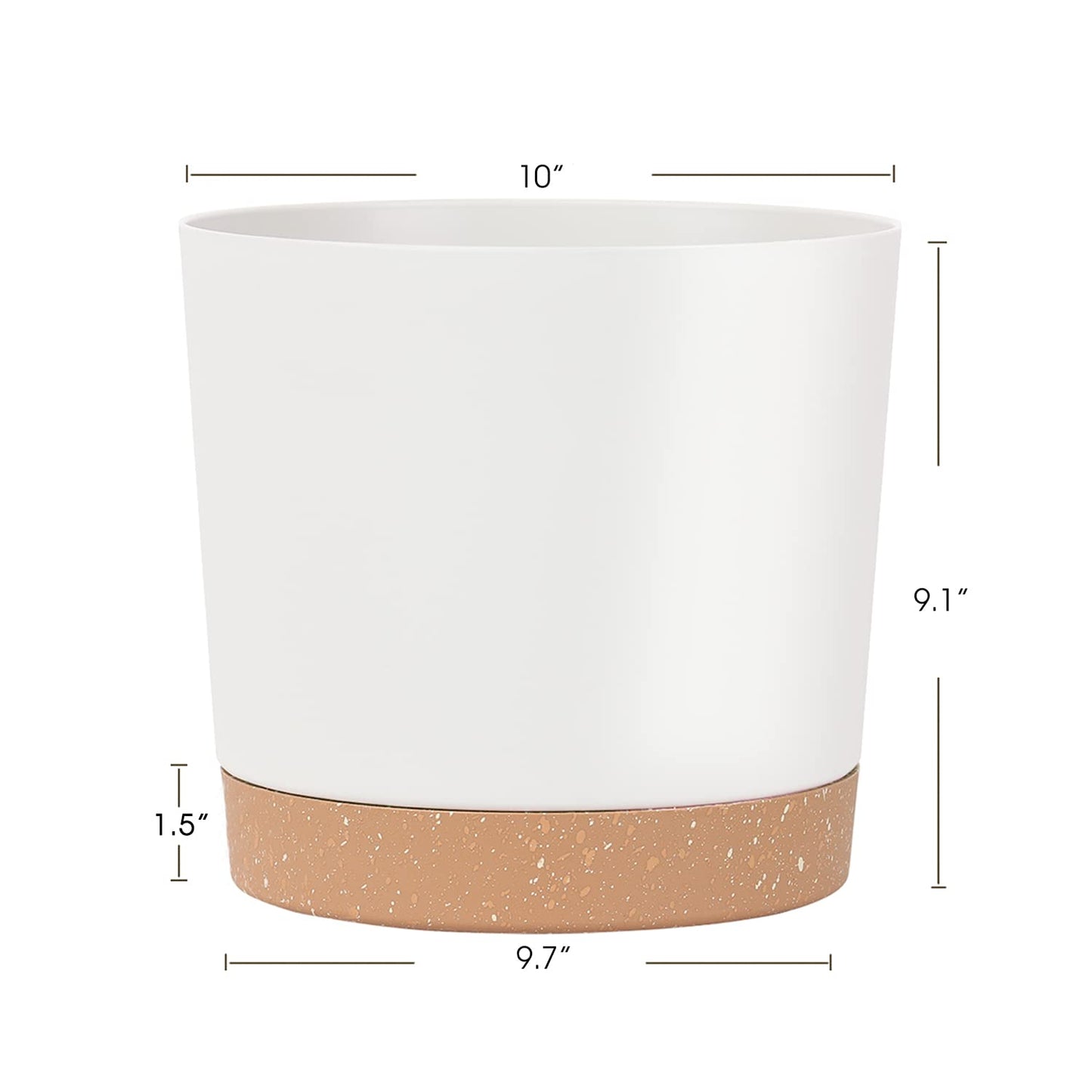 kubvici Plant Pots for Indoor Plants, 2 Pack 10 Inch Plant Pot Plastic Flower Pots Planters with Drainage Saucer for Indoor Outdoor Garden Home (10" White)