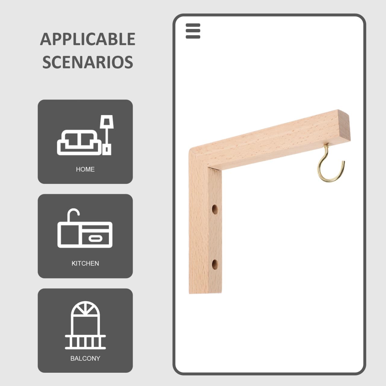 Abaodam 2pcs Wooden Wall Hooks for Hanging Plant Brackets Outdoor Garden Hanger for Bird Feeders Wind Chimes and Lanterns Patio Décor