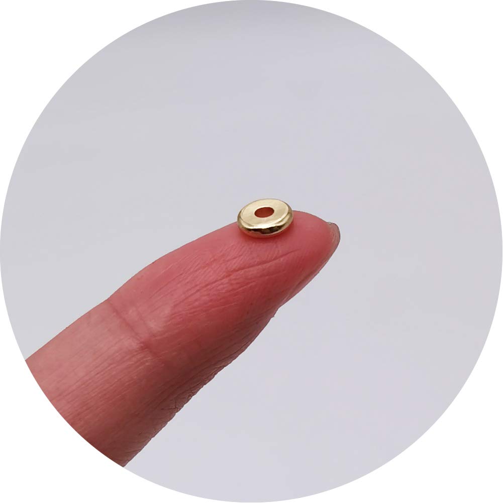 INSPIRELLE 100pcs Heishi Beads 6mm Long-Lasting Disc Brass Rondelle Spacer Beads Pale Gold Plated Flat Round Shape Jewelry Metal Spacers for Bracelet Necklace Jewelry Making