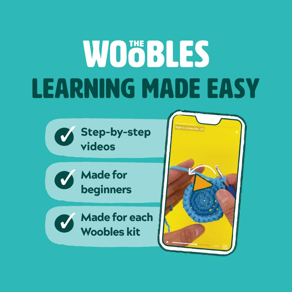 The Woobles Hello Kitty Crochet Kit - Beginners Wooble Crochet Animal Kit Crafts with Easy Peasy Yarn as seen on Shark Tank - with Step-by-Step Video Tutorials (LittleTwinStars - Lala)
