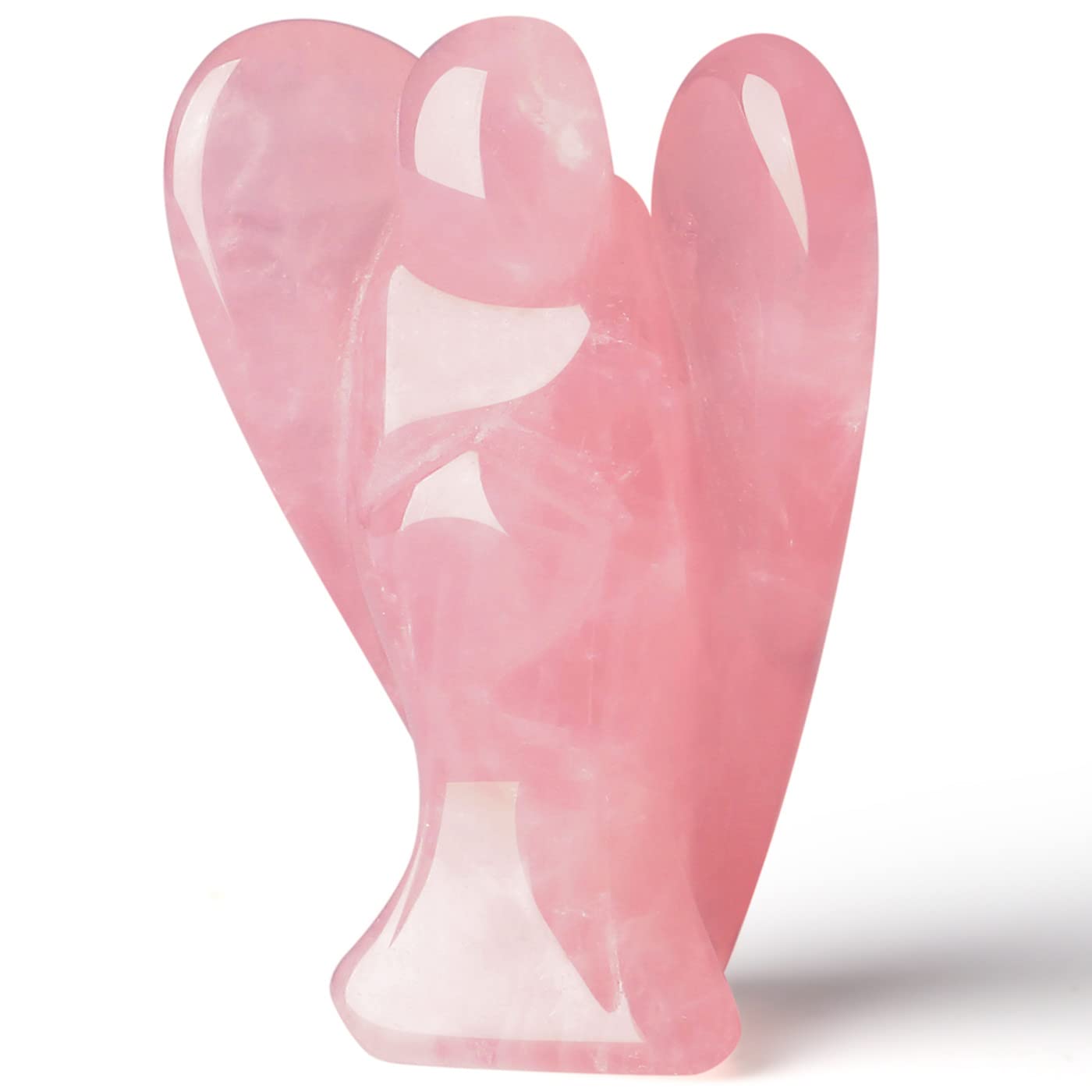 QINJIEJIE Rose Quartz Angel Crystals Healing Stones Guardian Angel Crystal Statue Pocket Peace Decor Polished Pink Cute Carved Figurine Gemstone Spiritual Gift for Women Men Love Stocking Stuffers