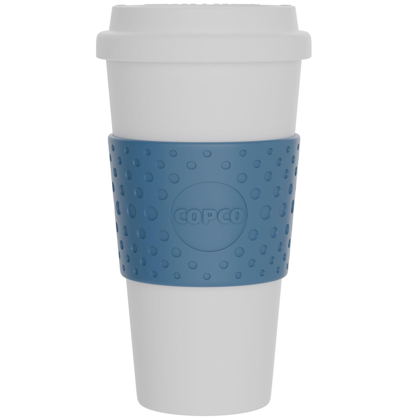 Copco Acadia 16 oz Travel Mug - Insulated Reusable Coffee Tumbler with Double-Walled Plastic, Leak-Proof Lid, BPA-Free - Portable Mug for Hot & Cold Drinks, Cup Holder Friendly (Blue)