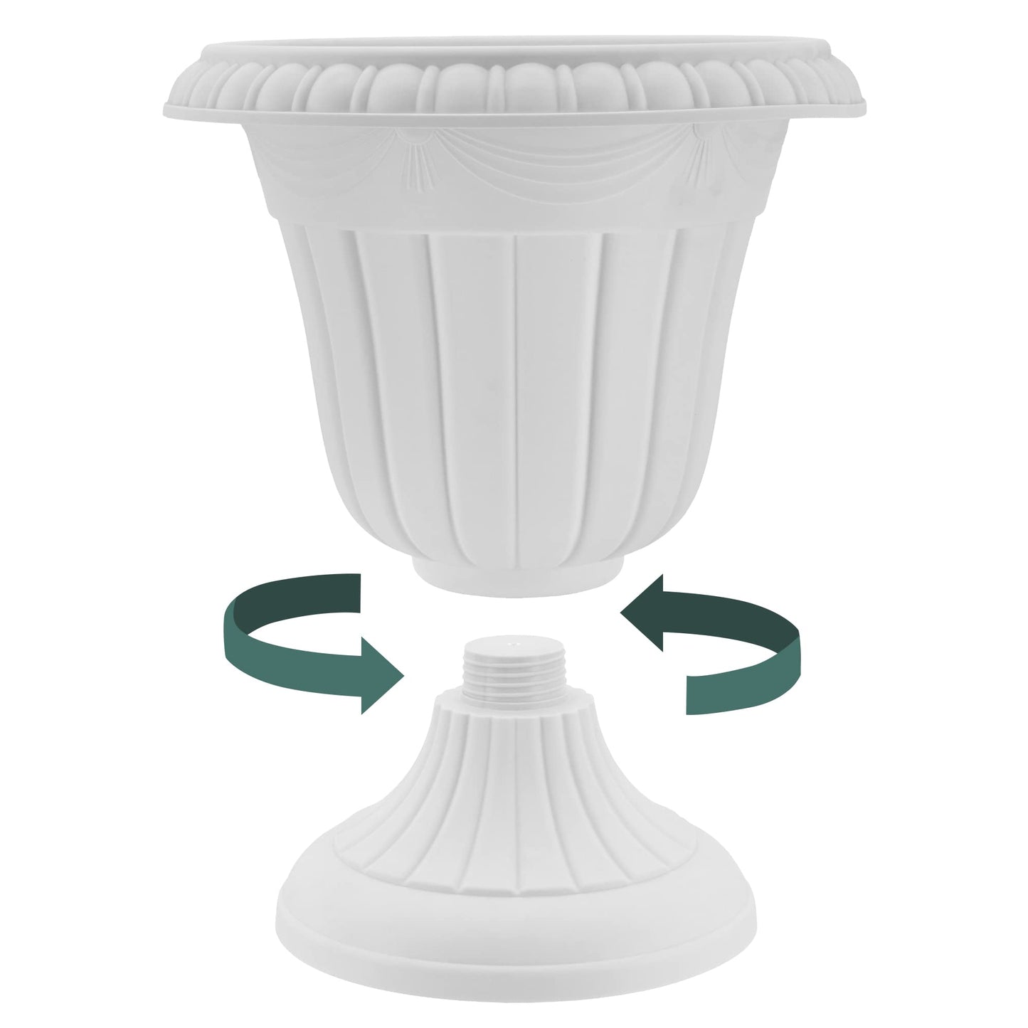 Arcadia Garden Products PL20SL Classic Traditional Plastic Urn Planter Indoor/Outdoor, 10" x 12", Brushed Silver