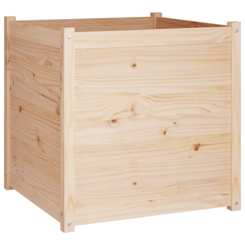 hliofuir Garden Planter Box, 27.6-inch Square Outdoor Planter for Patio, Solid Pinewood Flower and Vegetable Container, Large Rustic Wooden Planting Bed for Garden, Brown