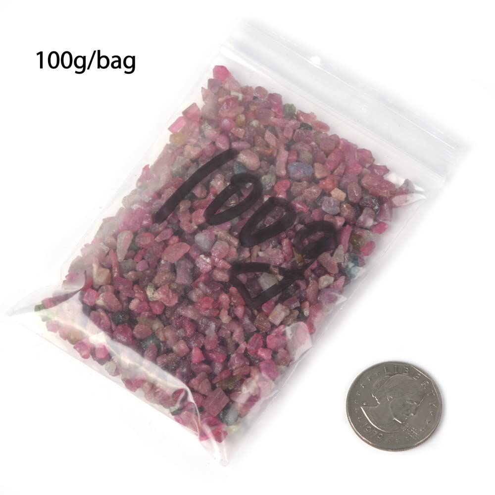 Natural Watermelon Tourmaline Raw Chips Crushed Tumbled Stone Crystal Healing Embellishments 100 grams