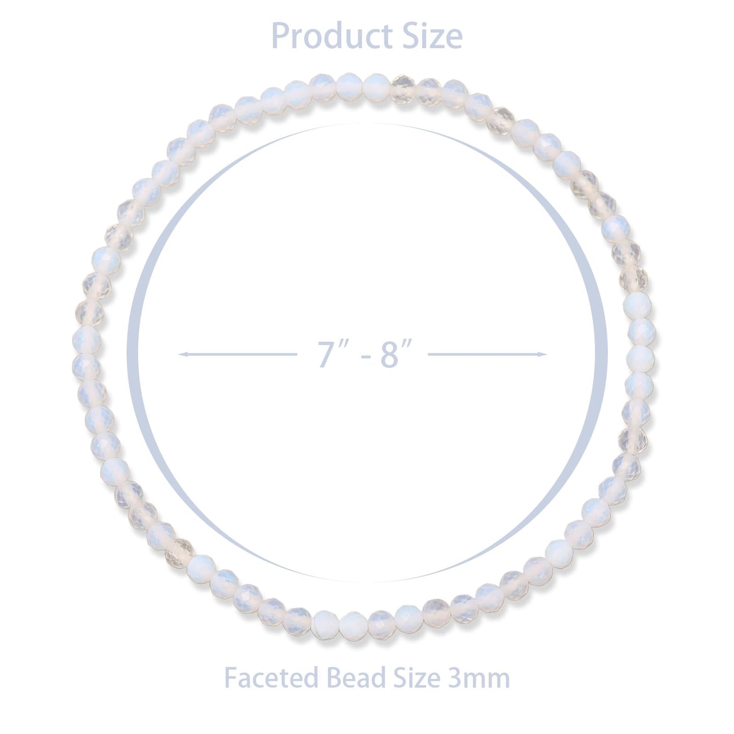 Bolinailo Healing Crystal Bracelet Opal Faceted Beaded Bracelets for Women Men 3mm Natural Stone Adjustable Handmade Stretch Bracelet Reiki Spiritual Jewelry Fashion Gifts