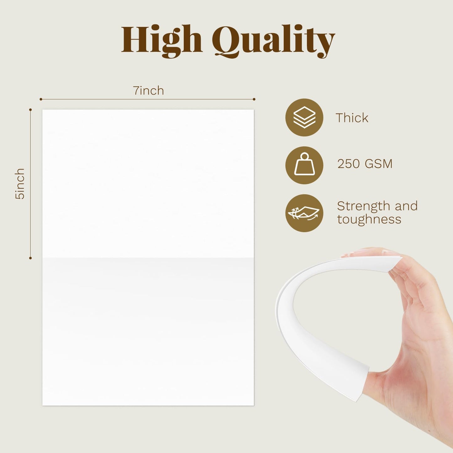 Goefun Blank Note Cards and Envelopes 5 x 7 Folded Cardstock and A7 Envelopes Self Seal 100 Pack for Invitations, Wedding, DIY Greeting Cards, Birthday