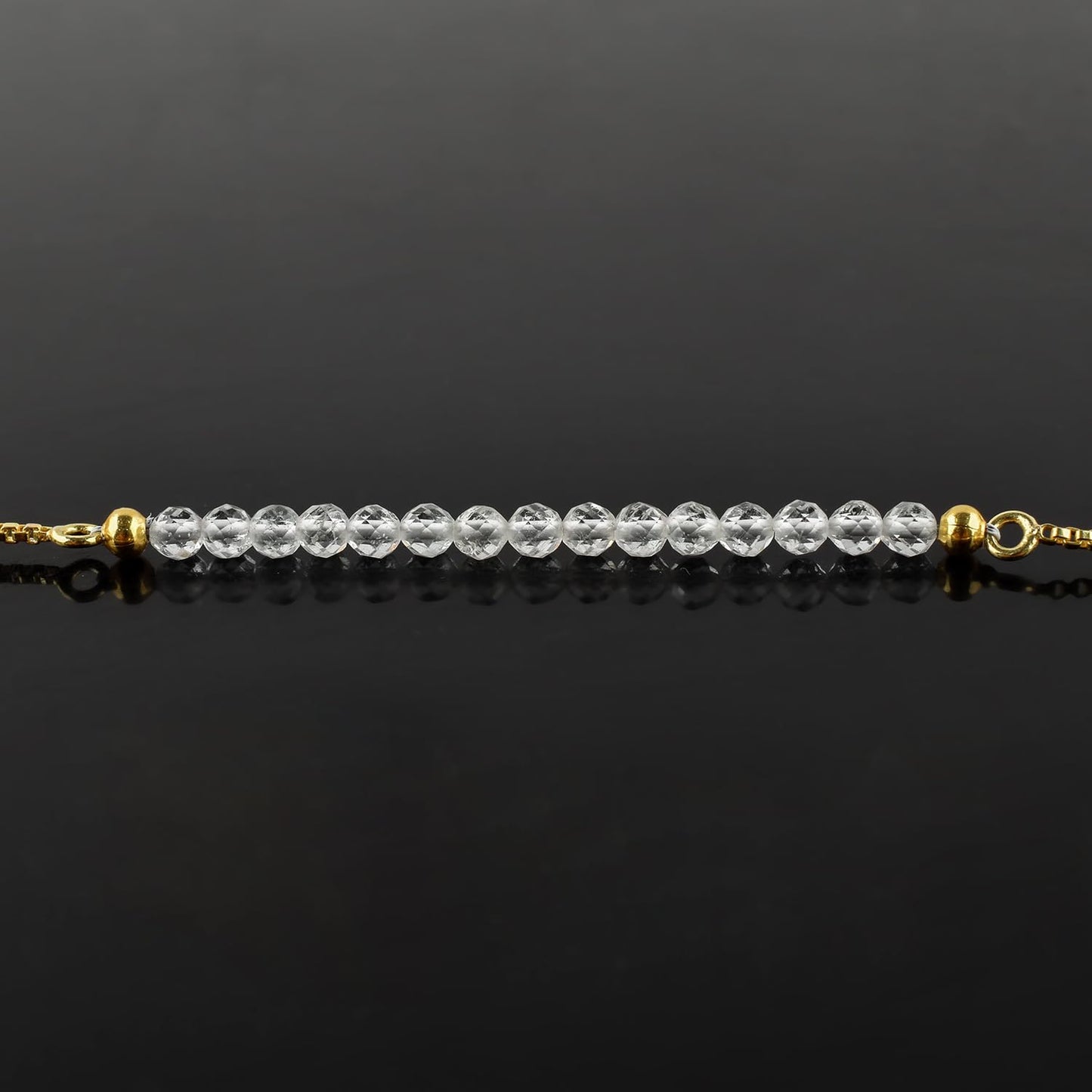 InfinityGemsArt White Topaz Bracelets For Women, November Birthstone Jewelry, Dainty Beads Beaded Stone Bolo Slider, Crystals Gemstones, 14K Gold Plated Adjustable Chain, Valentines Day Gifts For Her