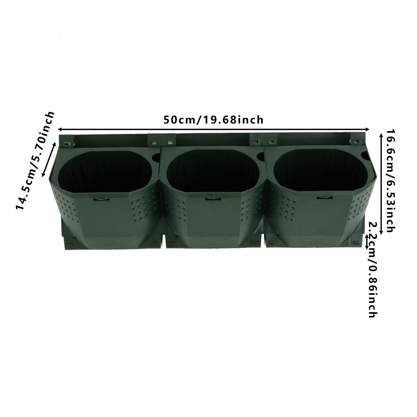 kunghei 36-Pot Wall Mounted Planter – Vertical Wall Planter with Water Storage Layer, Stackable Flower Pot Holder for Indoor Outdoor Garden Balcony (12 * 3-Pot) (Army Green)