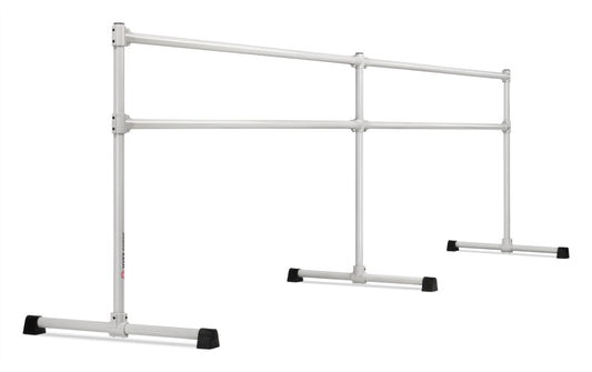 VITA Barre Portable Freestanding Double Ballet Barre, Extreme, 14 Ft Bars, Satin Silver, Steel | Fixed Height, Made in USA, Home or Gym Exercise Equipment for Kids & Adults | Dance, Fitness, Pilates
