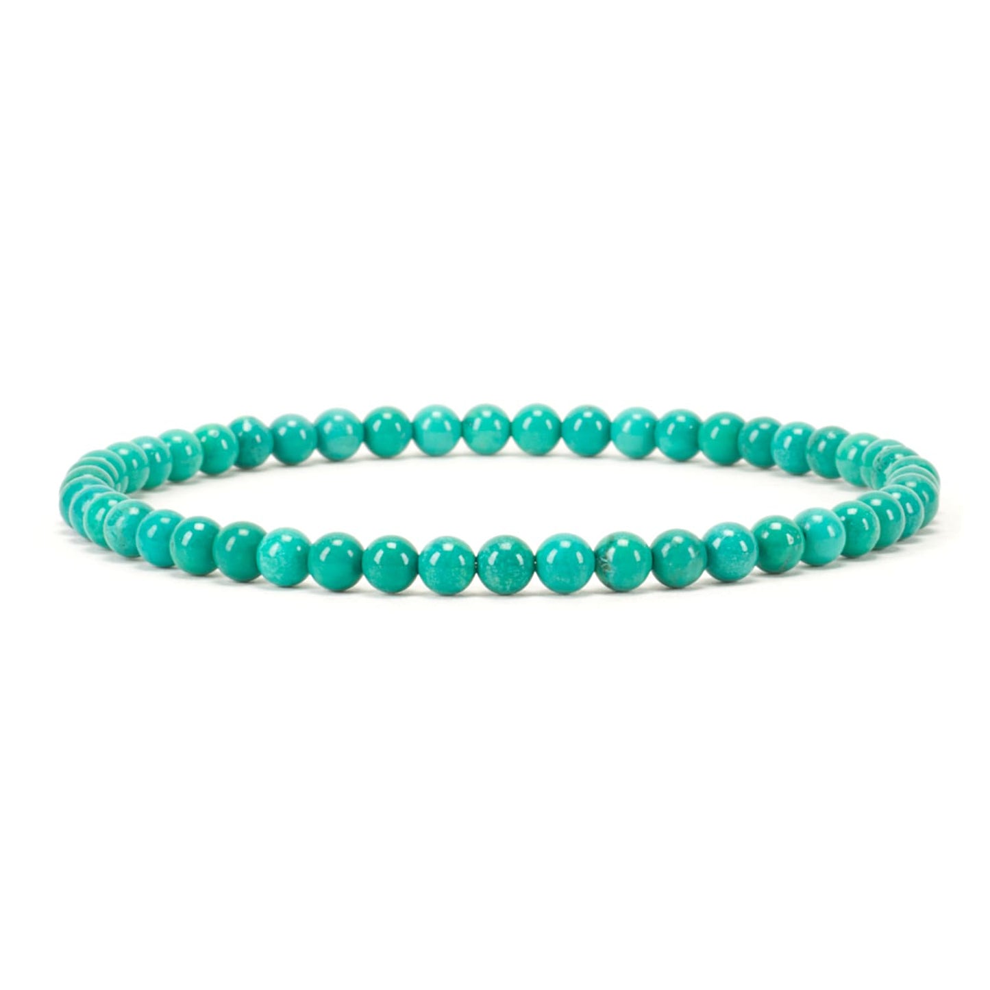 Cherry Tree Collection - Small, Medium, Large Sizes - Gemstone Beaded Bracelets For Women and Men - 4mm Round Beads (Turquoise Howlite Green, Medium)