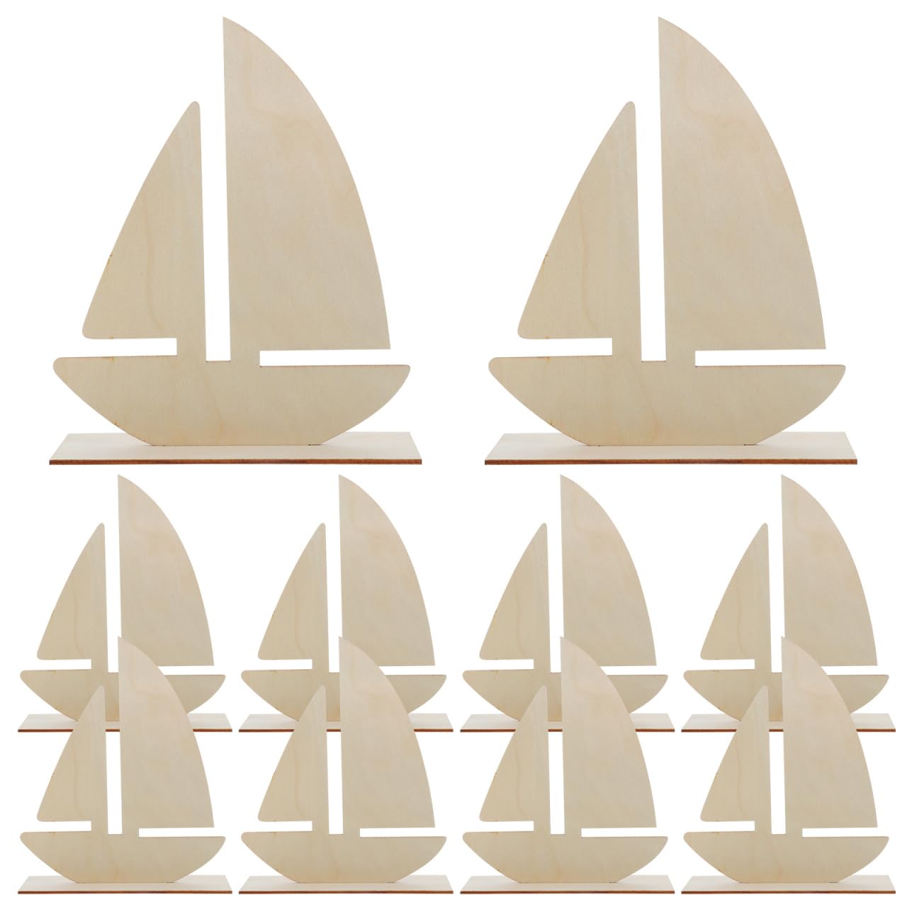 EXCEART 10 Pcs Sailboat Shape Wood Slices Unfinished Rustic Wooden Embellishments for DIY Crafts Home Nautical Decor 5.8X1.7X7.0in