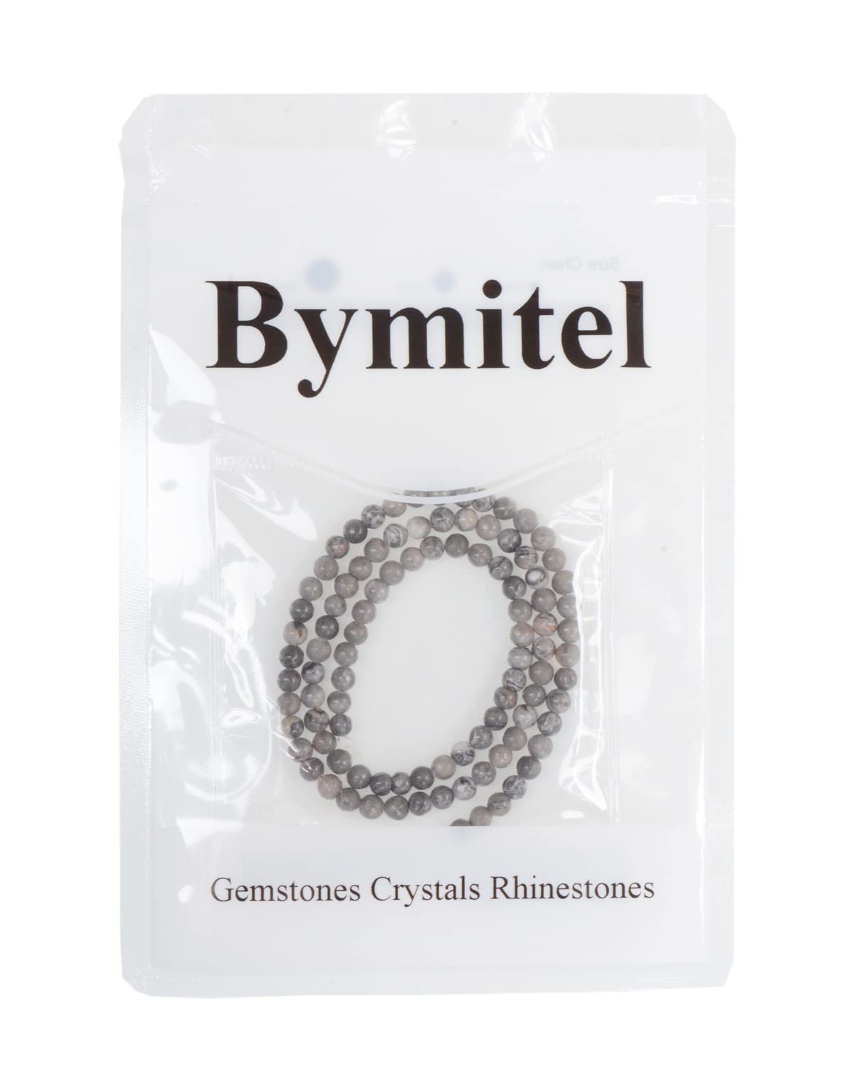 Bymitel 90 pcs Natural Genuine Real Round Loose Stone Beads Gemstone Spacers for Charm DIY Jewelry Making 15.5" per Strand 4mm (Map Jasper, 4mm)