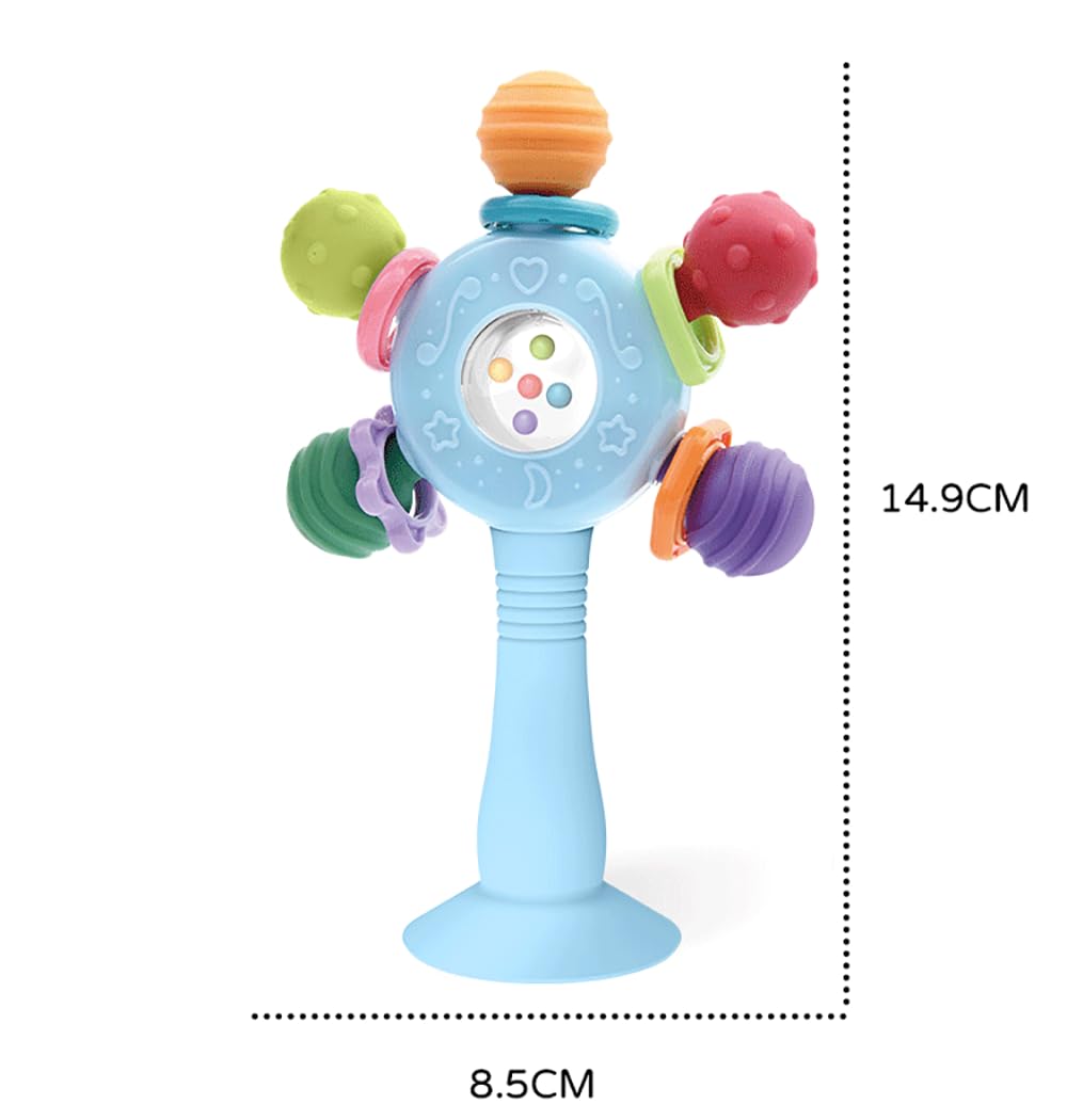 Baby Teether Toys for Babies 0 3 6 9 12 18 Months,Baby Rattle Toys,Baby Sensory Toy for 0-6 6-12 Months, Montessori Early Education,Manhattan Ball,Grasp Training Toy,Suction Cup Toys(Pink)
