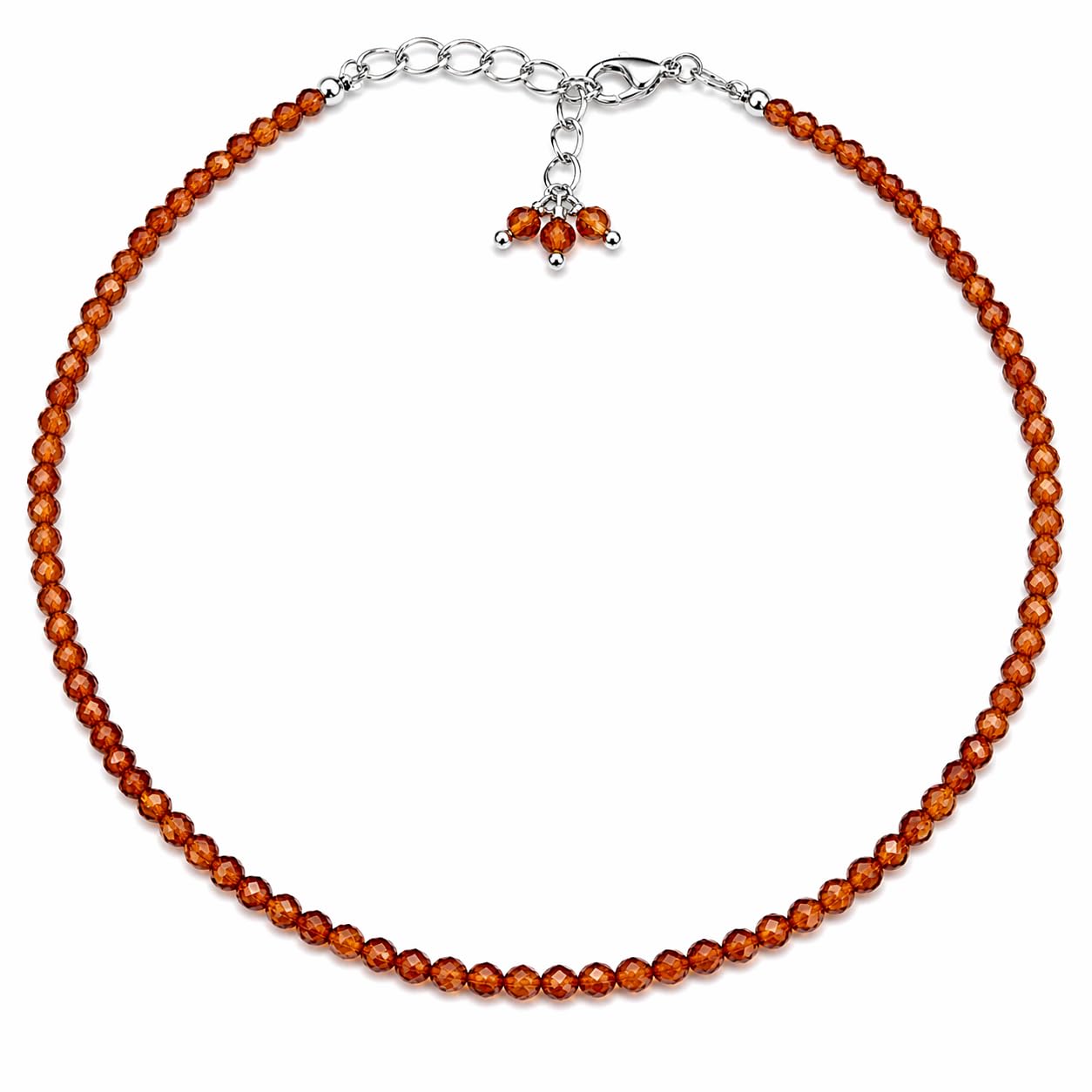 Gempires Hessonite Garnet Bracelet for Women | Dainty Gemstone Beaded Bracelet 2.5 mm | Handmade Stacking Bracelet | Adjustable Lightweight Minimalist Jewelry | Brown Orange Crystal Gift for Her