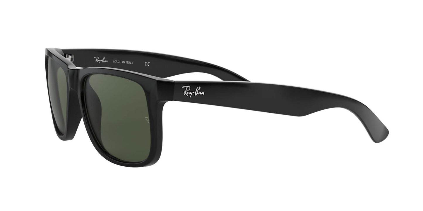 Ray-Ban Unisex RB4165F Justin Low Bridge Fit Rectangular Sunglasses, Black/Dark Green, 55 mm