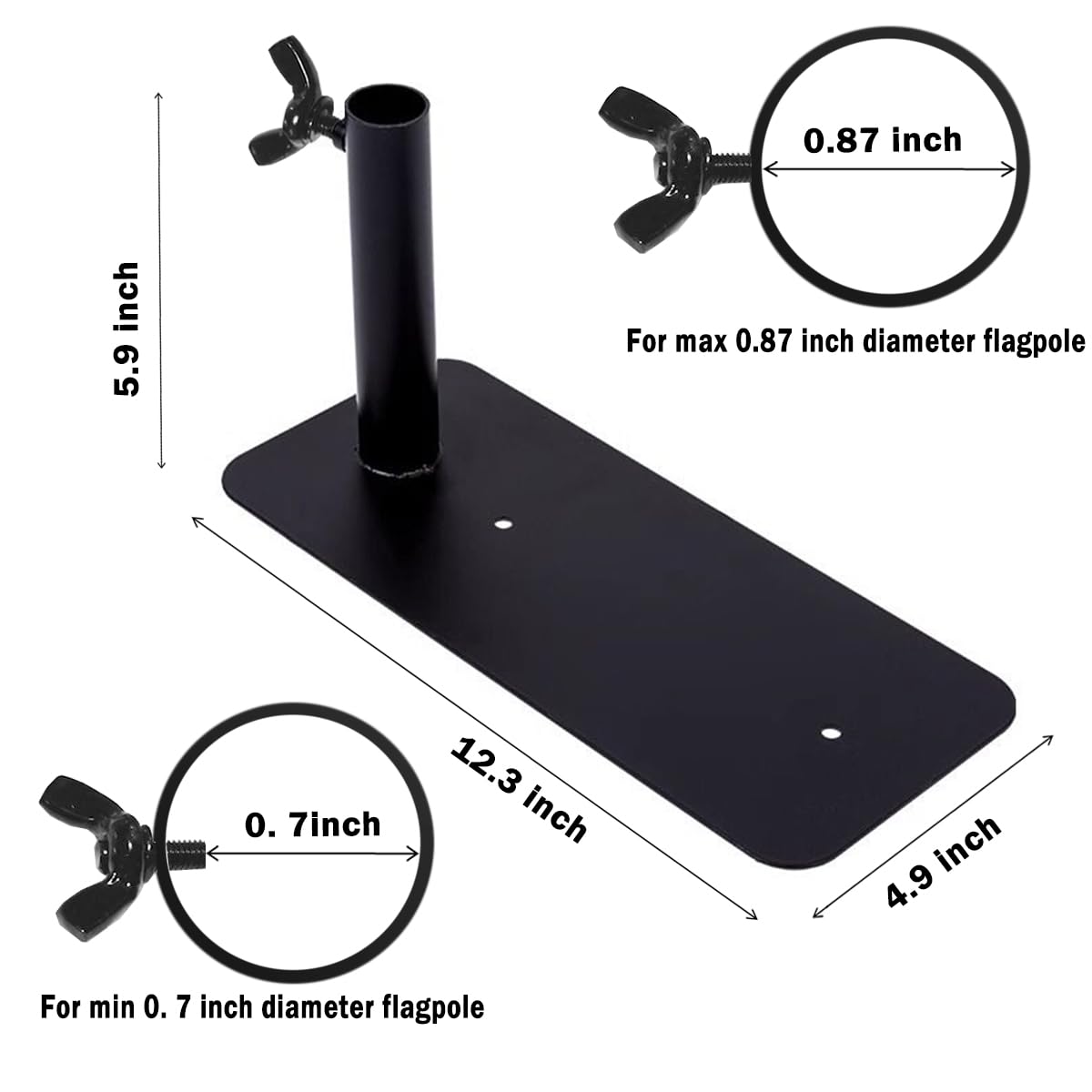 2 Pack Feather Flag Pole Tire Mount, Wheel Tire Mount Metal Flag Pole Holder for Diameter 0.87" Feather Flagpole Ideal for Cars RVs Truck Camping Tailgating and Outdoor Events (Diameter 0.87")