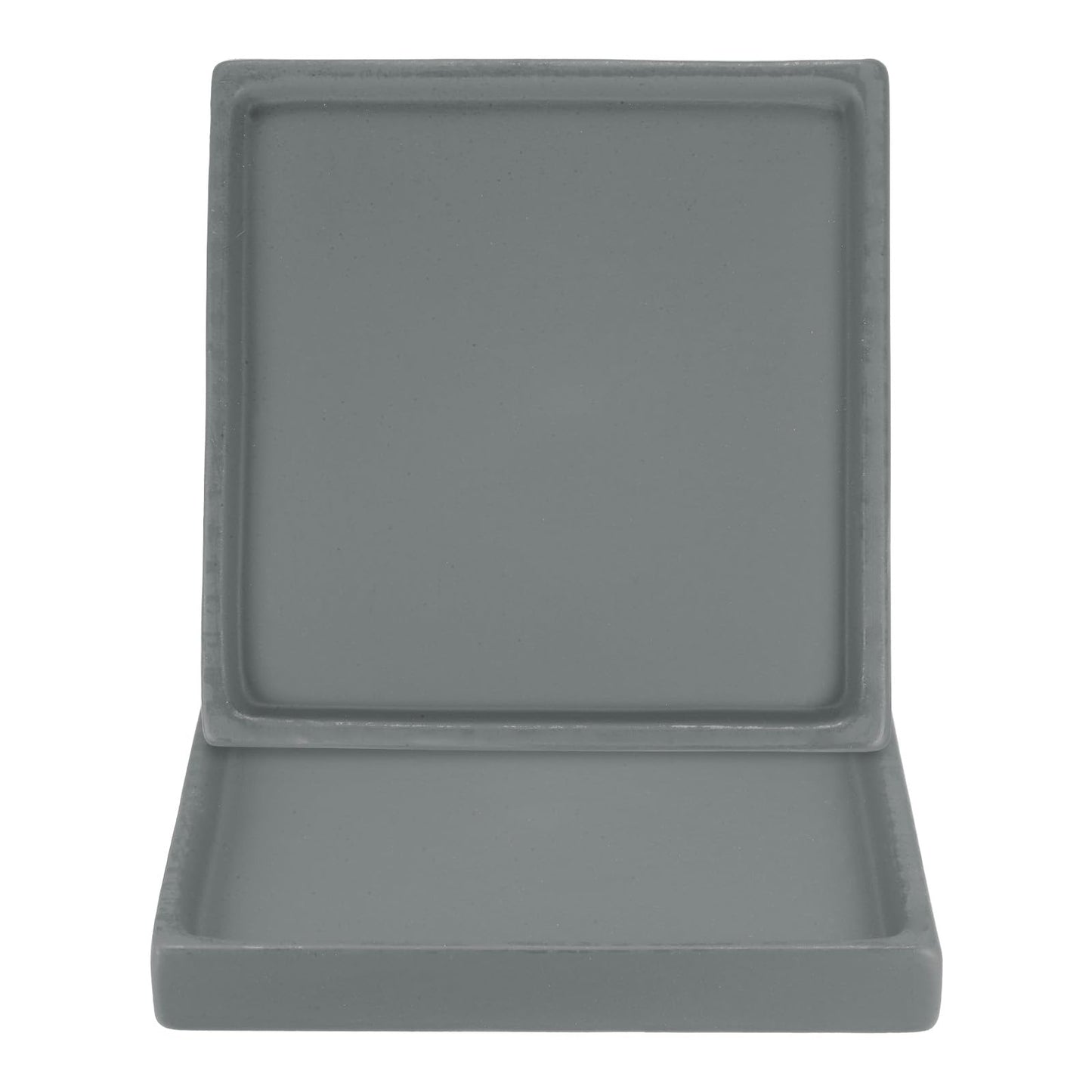 M METERXITY 2-Pack Ceramic Plant Saucer, 5 Inch Plant Water Catcher Tray, Plant Pot Saucers for Indoor/Outdoor Plants/Flower Drainage Drip Water Tray [Square Dark Gray]