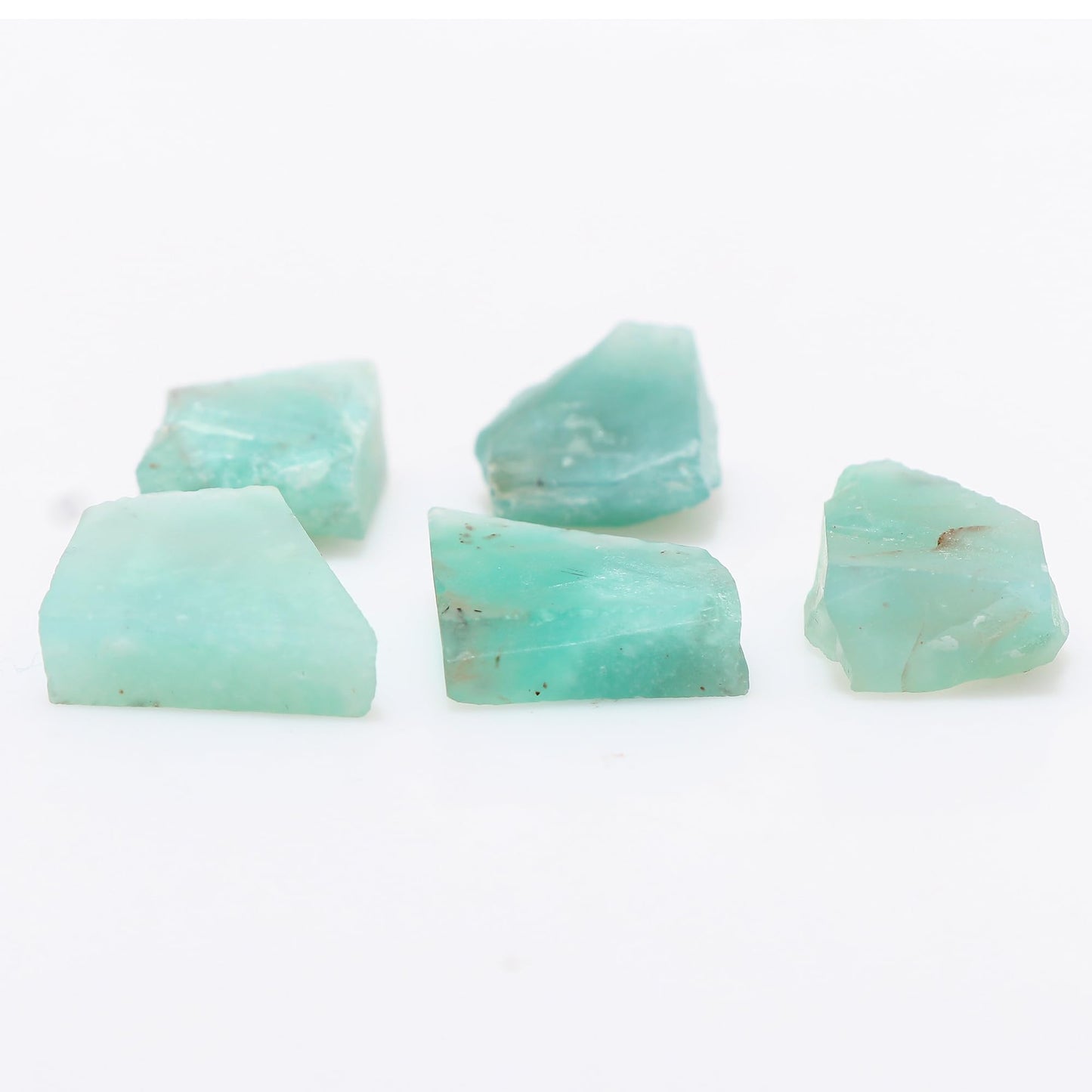 CRYSTALIS 5pcs Natural Big Aqua+ Prase Raw Crystals, Loose Gemstone Wholesale Bulk Rough Jewelry Making Supply, Chakra Healing Stones, Wire Wrapping, DIY, Tumbling, Gem Collection, 15-20mm, AA+