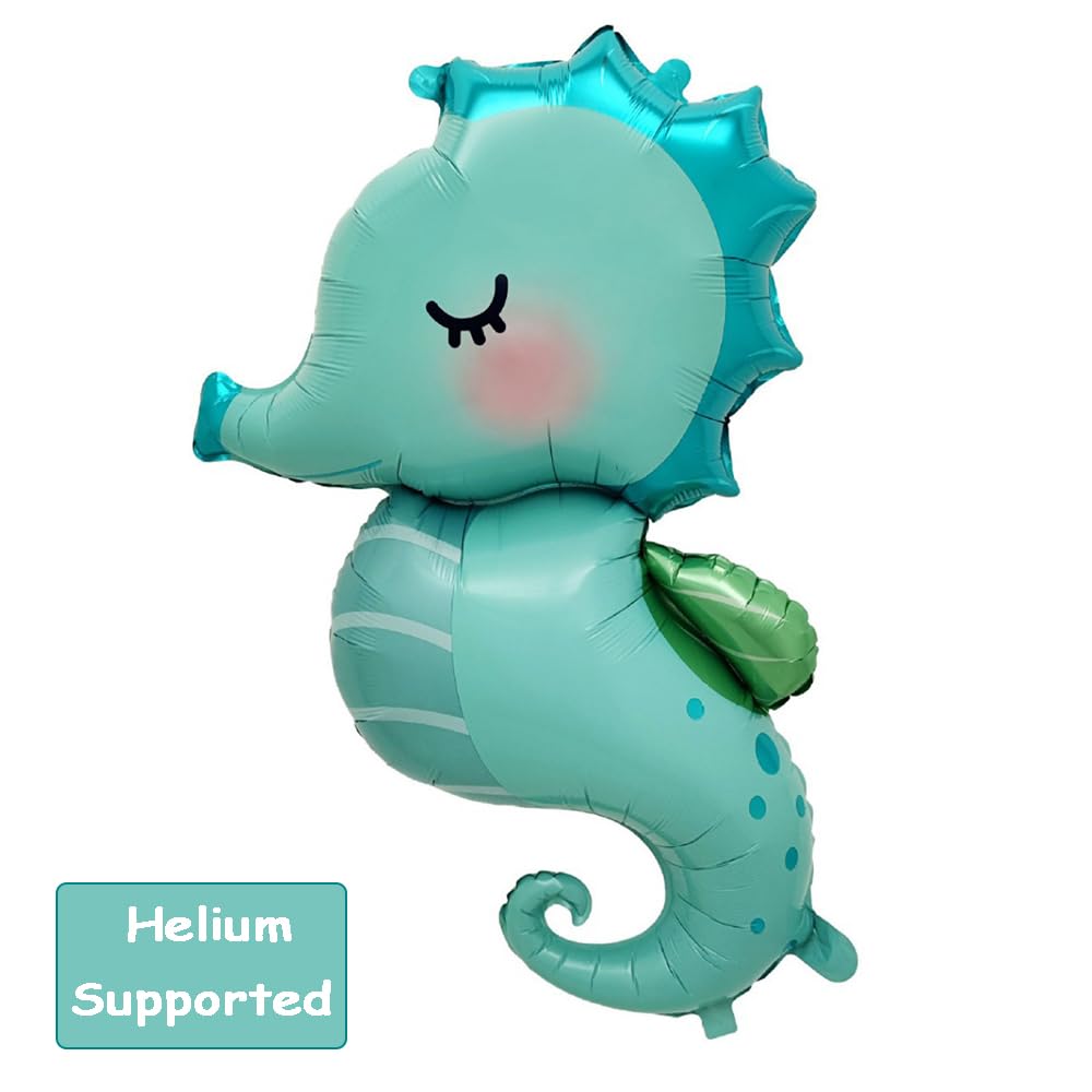 Inflatable Seahorse Balloons Under The Sea Party Decorations Ocean Mermaid Starfish Octopus Dolphin Beach Shell Theme Sea Animal Balloons Arch Kit Decor For Birthday Baby Shower Party Decorations