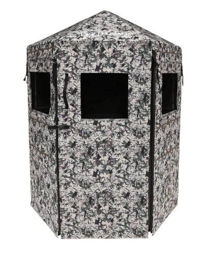 Hawk Down & Out Scout Hunting Durable 74'' Height No-Tool Assembly Camo Concealing Ground Panel Blind with Silent Magnetic Closures & Multiple Windows