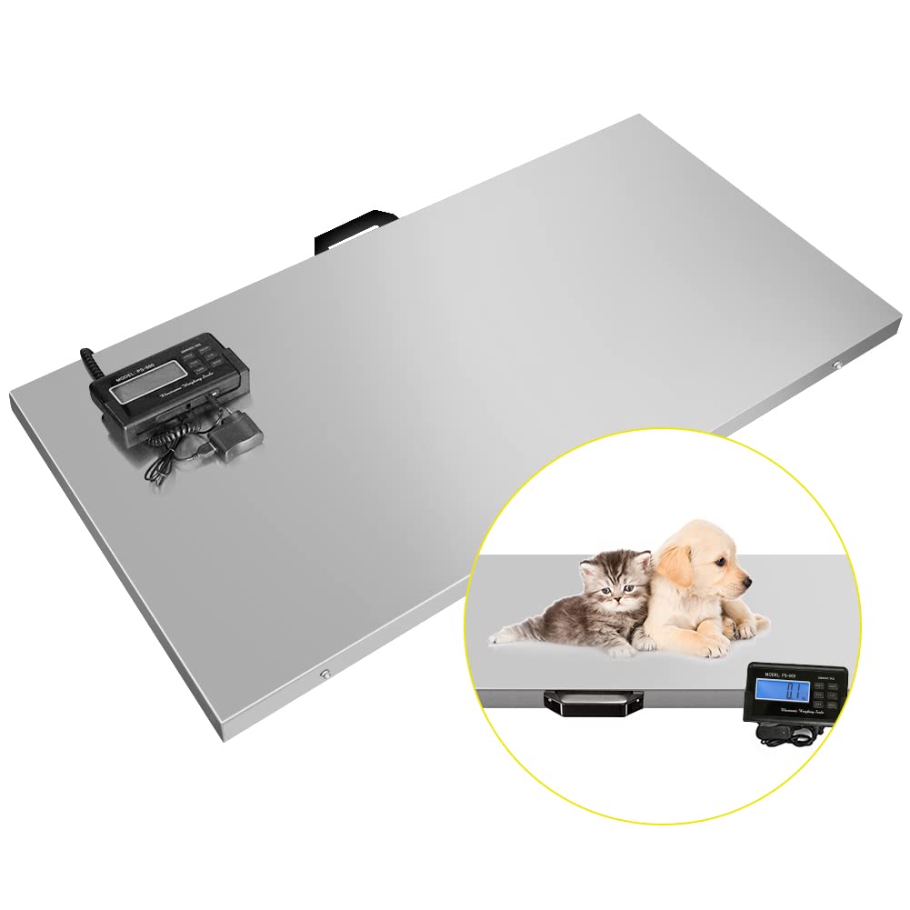 Togarhow 1100Lbs x 0.2Lbs Digital Livestock Scale Large Pet Vet Scale Stainless Steel Platform Electronic Postal Shipping Scale for Heavy Duty Large Dog Hog Sheep Goat Pig Sheep Scale