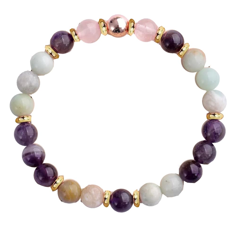 SAMPOW Healing Stone Bracelet for Women, Healing Stones Yoga Bead Bracelets Calming Stretch Bracelet Anxiety Relief Stress Relief Gifts