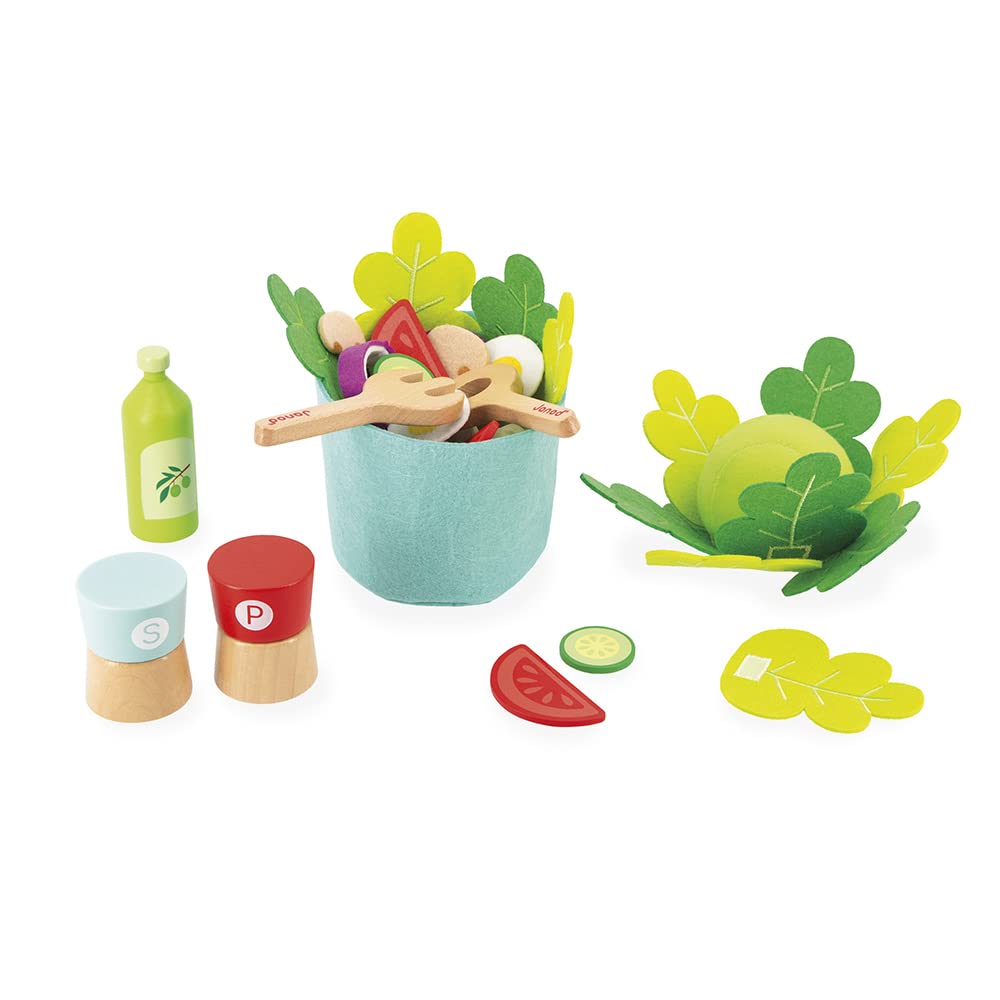 Janod - My Mixed Salad - 33 Piece Pretend Play Kitchen Set - 3 Years + J06595