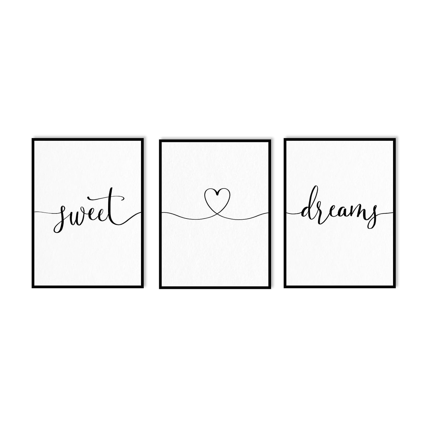 Sweet Dreams Wall Decor Above Bed: 3 Piece Modern Farmhouse Bedroom Art Set, Minimalist Black and White Framed Signs, Rustic Country Wall Art for Master Bedroom Guest Room, 12x16 Inches