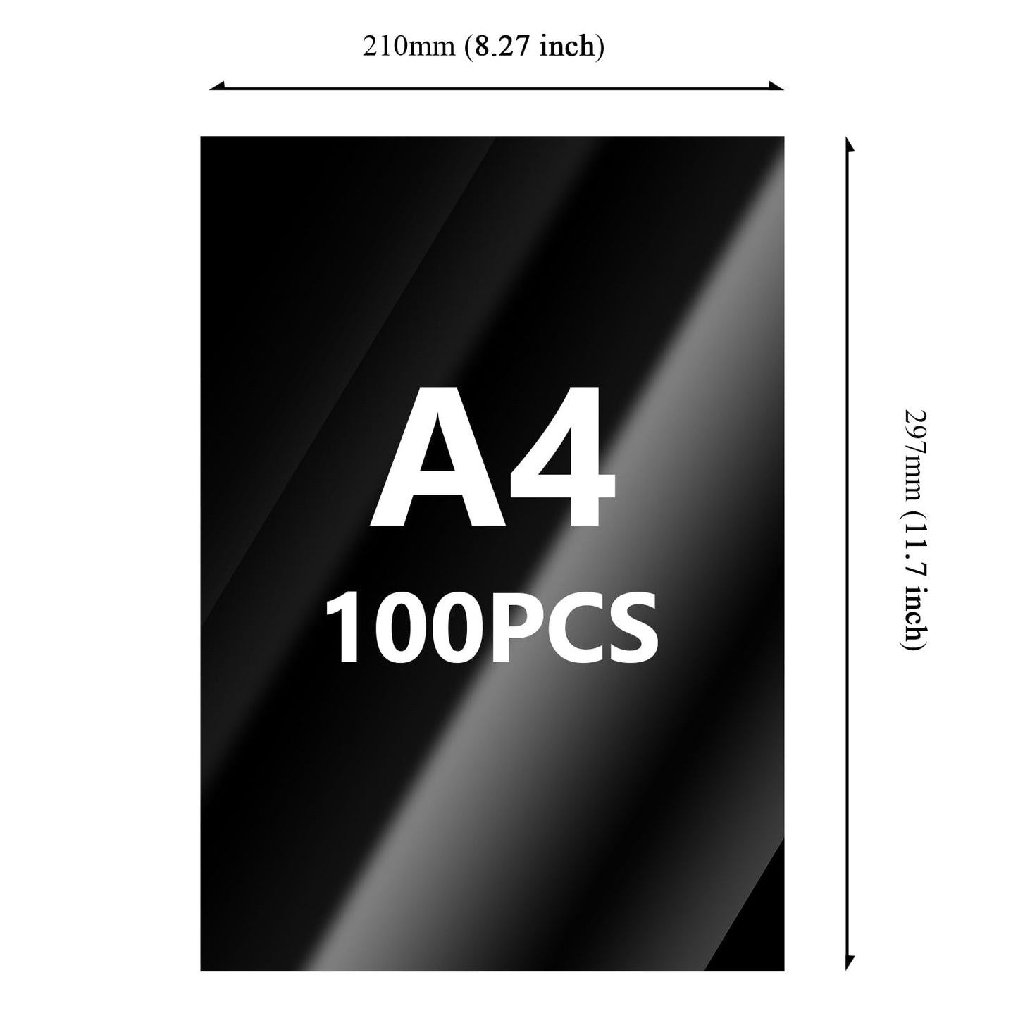 TAICHEUT 100 Sheets A4 Metallic Paper Black Cardstock, 250gsm Foil Mirror Card Stock, Shimmering Cardstock, Glitter Metallic Paper for DIY Craft, Weddings, Invitations, Graduations