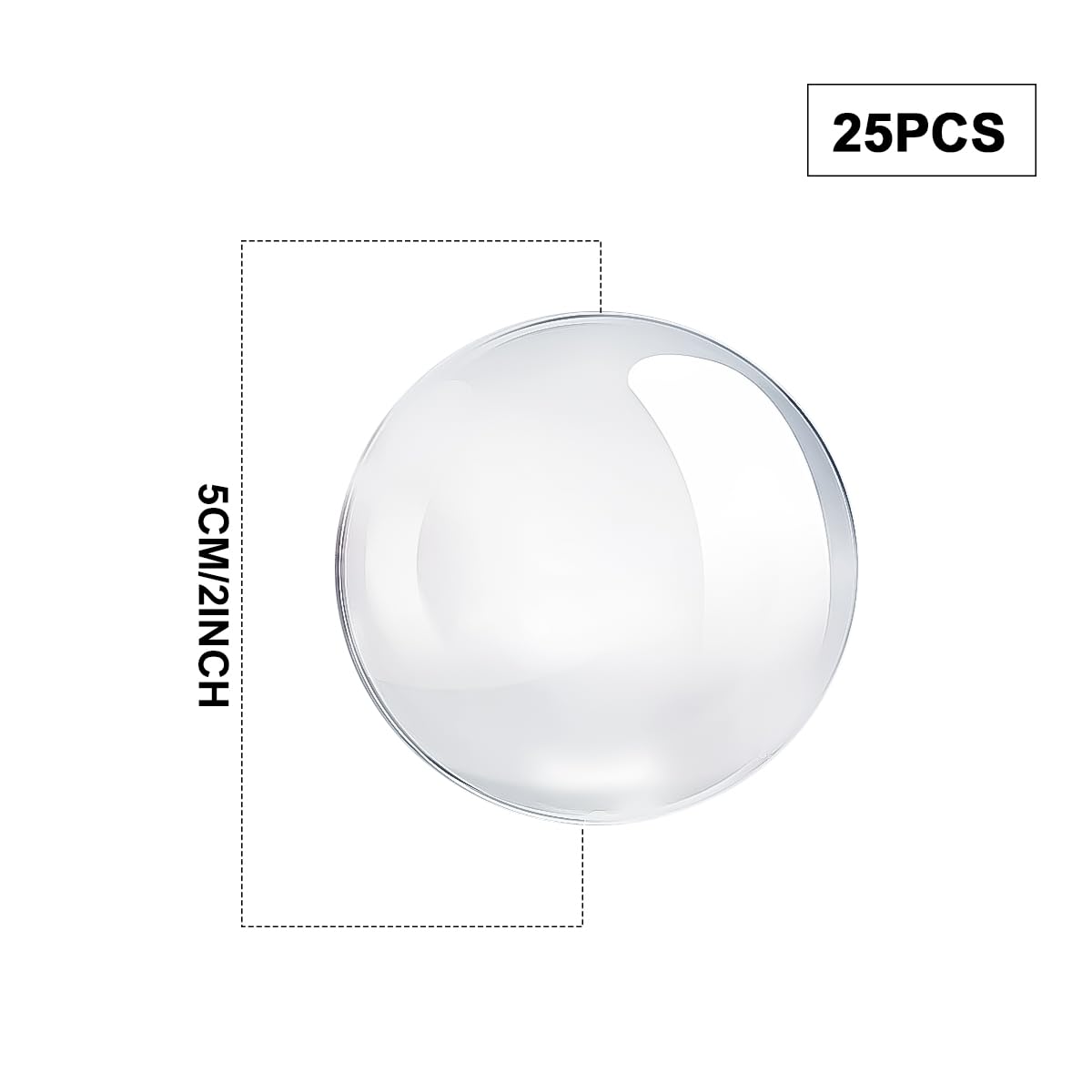 Clear Glass Cabochon 2Inch Round Dome Cabochons 25PCS Transparent Glass Cabochons with Flat Backs Glass Dome for DIY Crafts Photo Pendant Jewelry Making(50MM,25PCS)