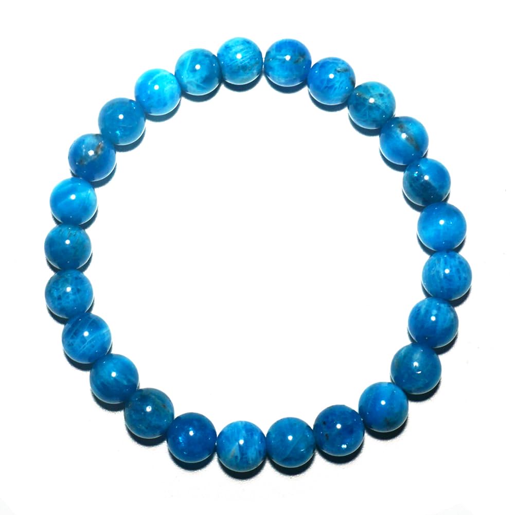 TaHLga Blue Apatite Bracelet for Women Men | 8mm Round Beads | Fits for 6.5-7 inch Wrist Size | 3A Grade Root Chakra Crystal | Nice Gift for Friends and Familys