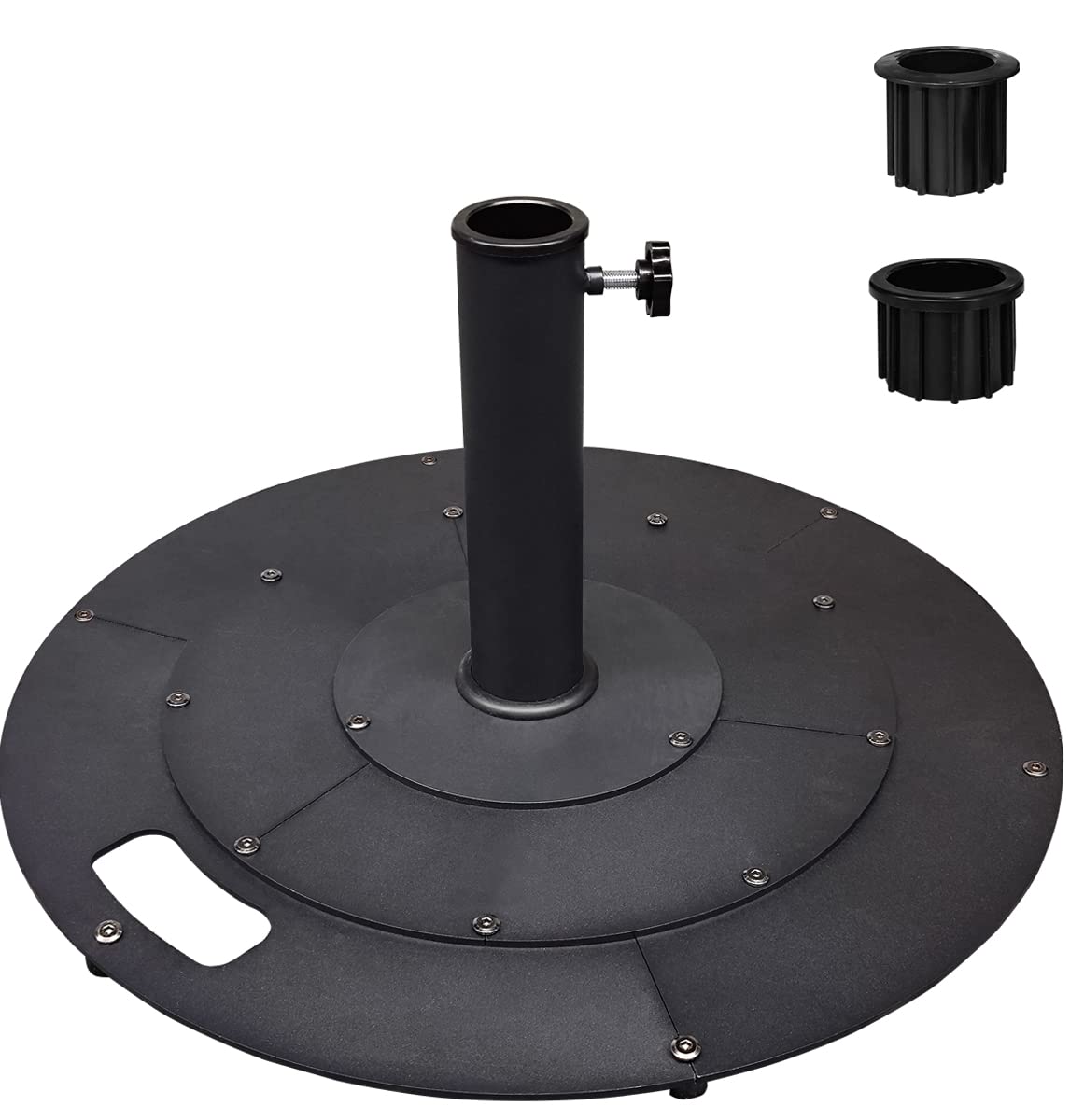 Koutemie 21 Inches Heavy Duty Metal Outdoor Patio Umbrella Base Stand Holder for 1-¼" or 1-½" Umbrella Poles, Black