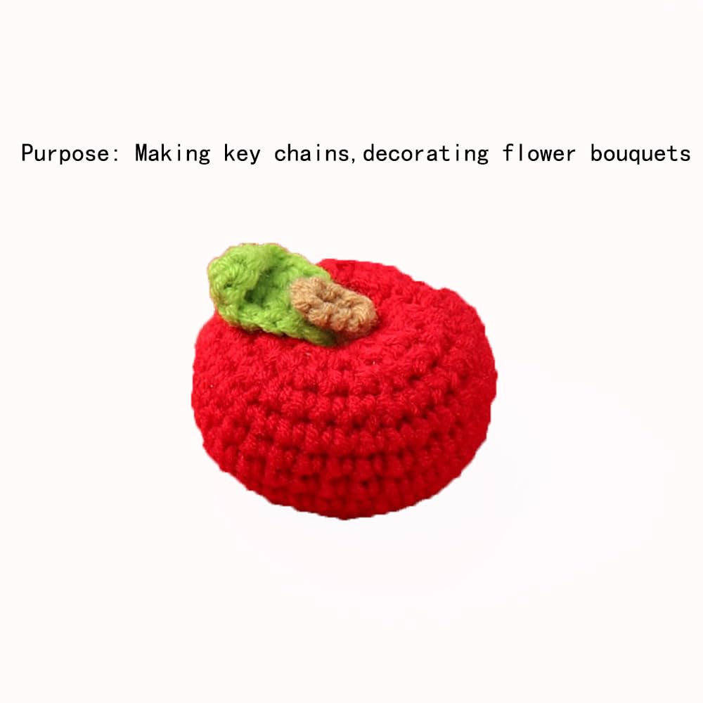 Leadigol Crochet Strawberry Sunflower DIY Craft Kit - Cotton Wool Handmade Strawberry Fruits Hanging Ornament - Unisex Kids All Seasons